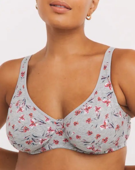 Slimma 2 Pack Cotton Wired Full Cup 40D Grey Floral/Pink RRP £28
