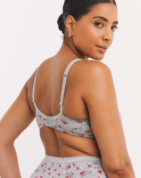 Slimma 2 Pack Cotton Wired Full Cup 40D Grey Floral/Pink RRP £28