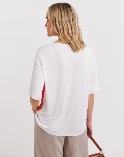 Floral Woven Front Jersey Back T-Shirt Size 24 RRP £24