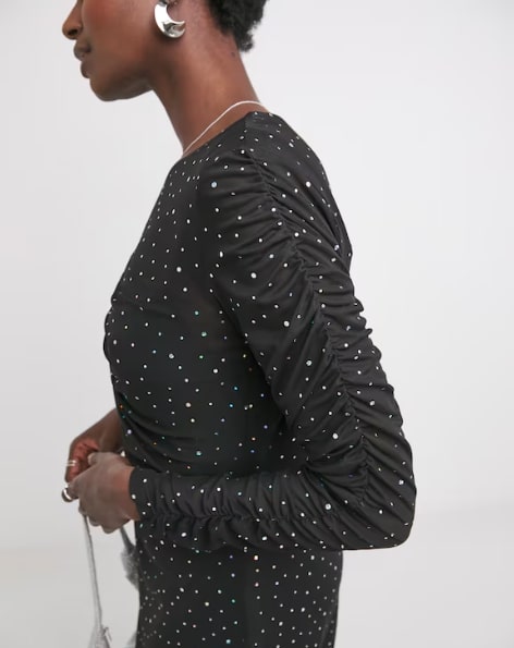 Sequin Mesh Ruched Midi Dress Size 24 RRP £42.00