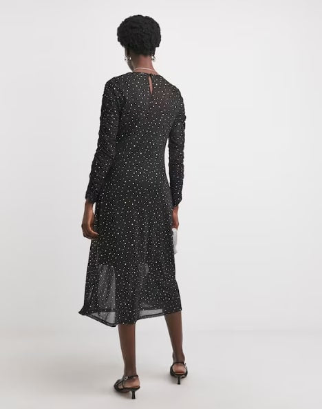 Sequin Mesh Ruched Midi Dress Size 24 RRP £42.00