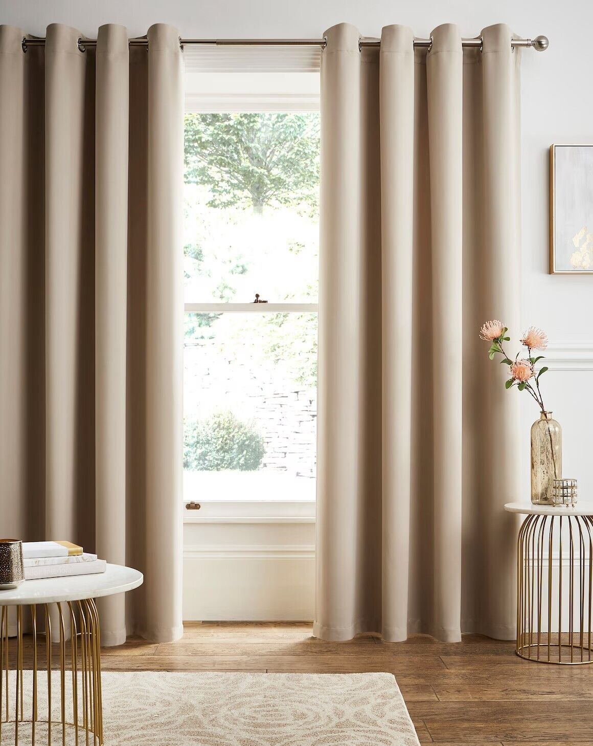 Twilight Woven Eyelet Light Filtering Curtains Natural 165 x 229 cms RRP £60