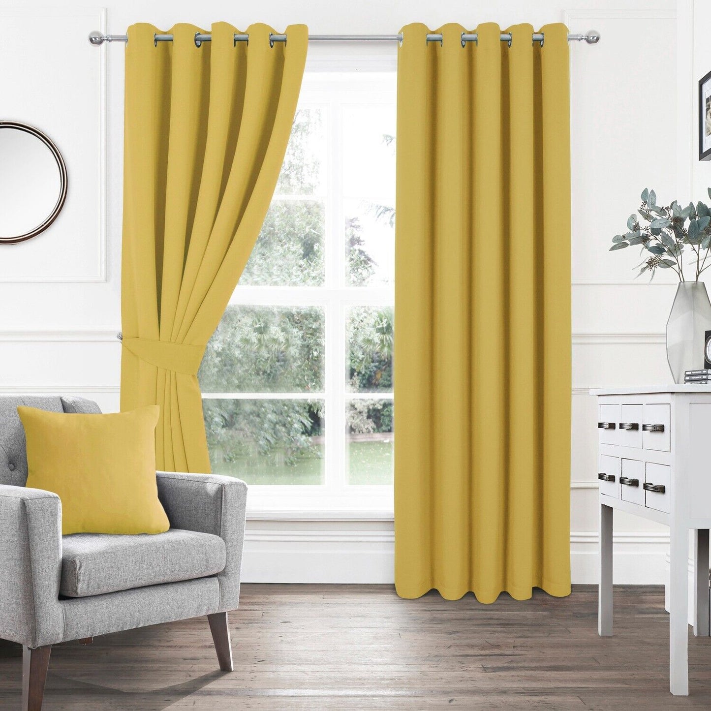 Sunset Blackout Eyelet Curtains Ochre 228 x 182 RRP £117.50