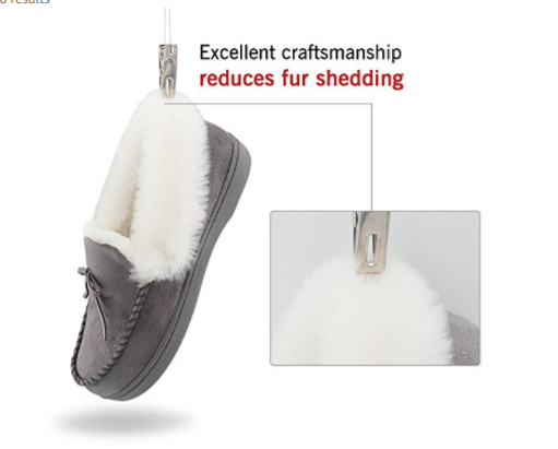 Faux Fur Lined Suede Memory Foam House Slippers Grey Size UK 9 EU 42
