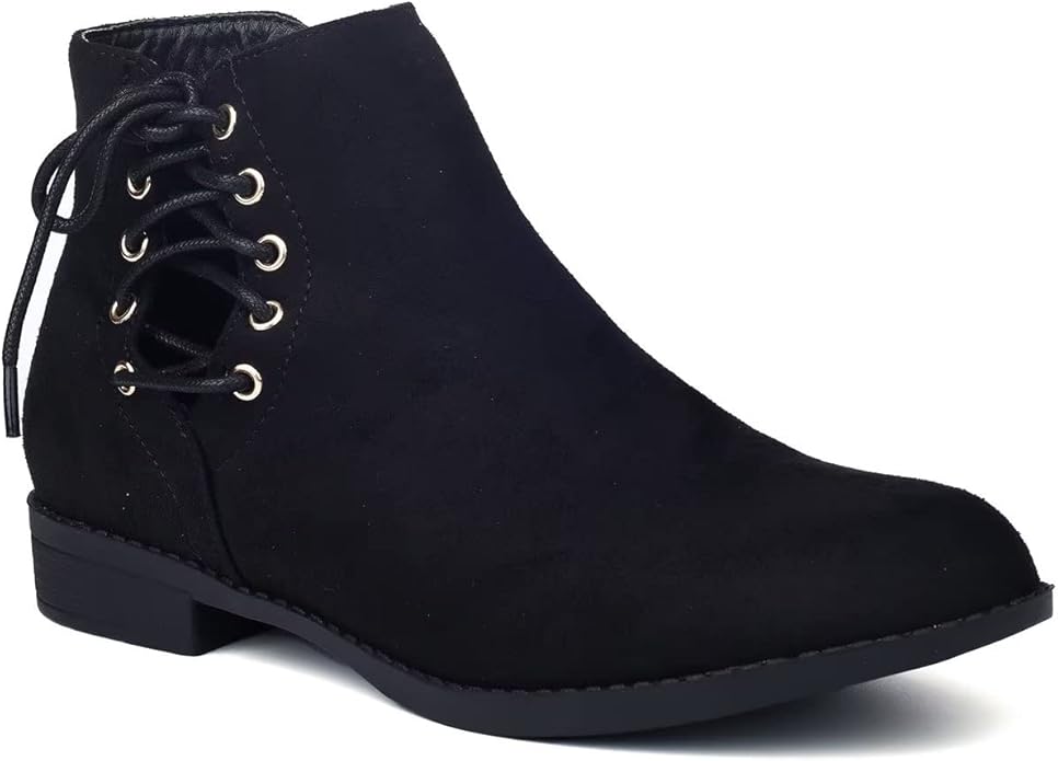 Amazon Lace-up Block Heel Ankle Boots Size UK 6 - Black RRP £29.39
