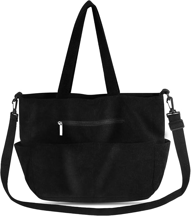 Amazon Black Corduroy Tote Bag for Work, Travel, School, College RRP £22.99