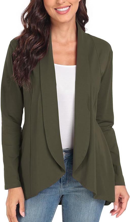 BNWT Amazon Open Front Long Sleeve Lightweight Cardigan Army Green Size XL RRP £23.98