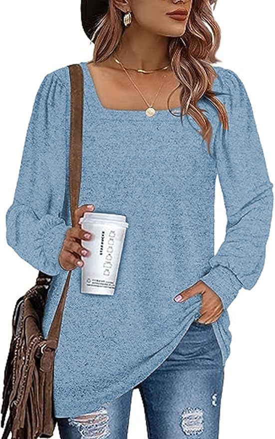 Amazon Long Sleeve Square Neck Tunic | Blue | Size XXL | RRP £24.99