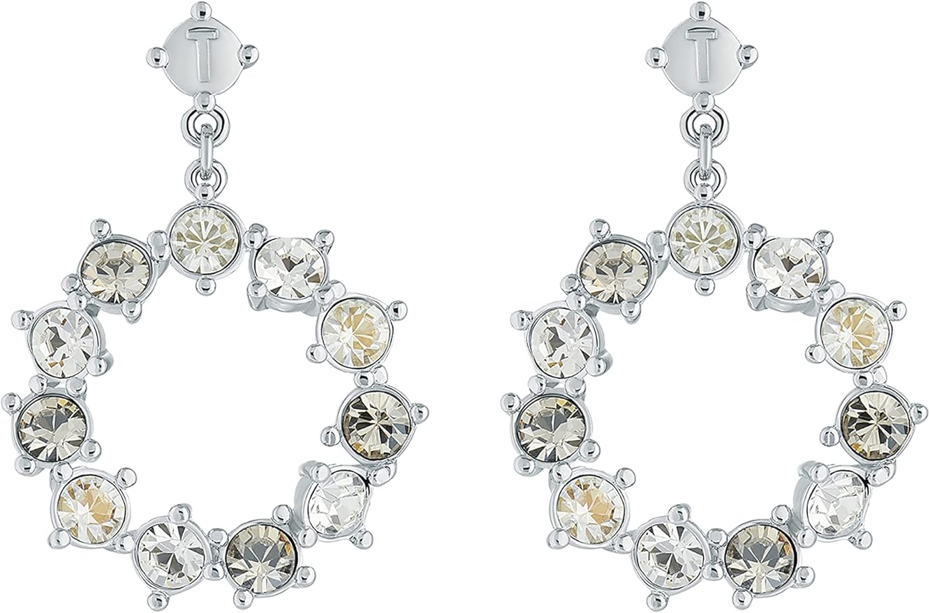 Ted Baker Crissty Large Crystal Hoop Drop Earring (Silver Tone/Clear Multi Crystal) RRP £45