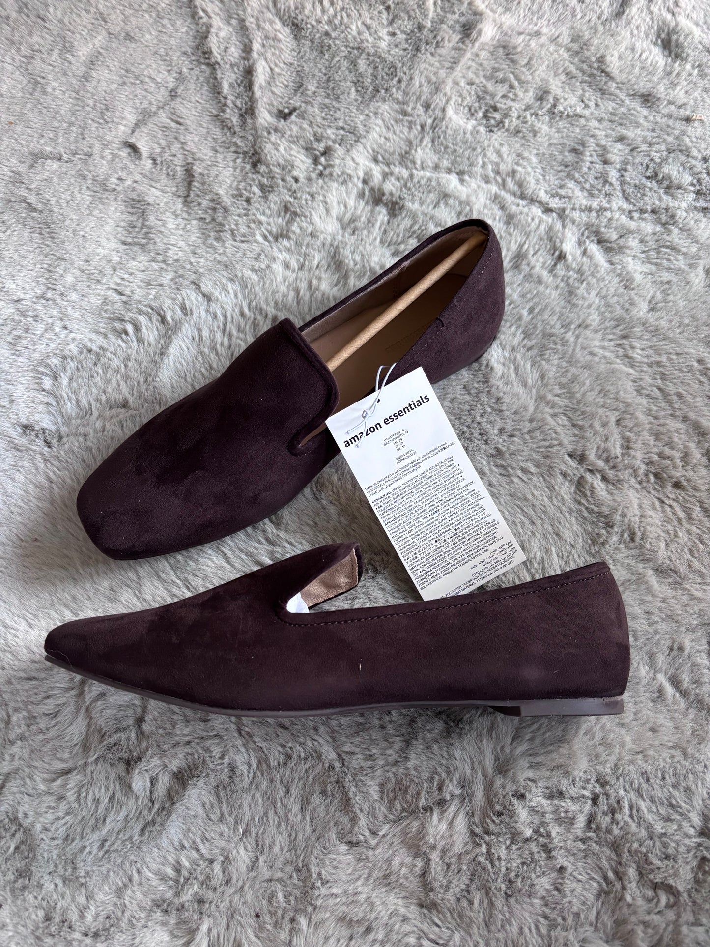 Amazon Essentials Soft Loafers Brown Faux Suede Size UK 10 RRP £34