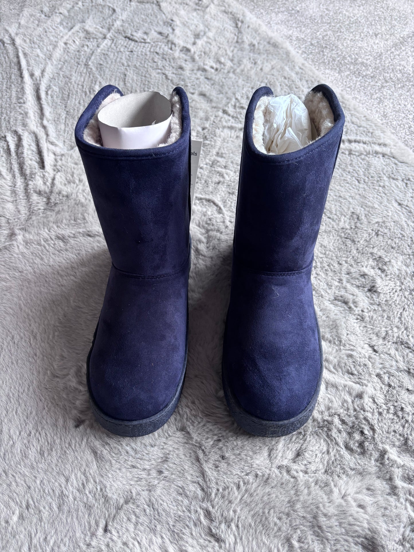 Amazon Essentials Shearling Boots Navy Suede Size UK 6.5 RRP £36.50