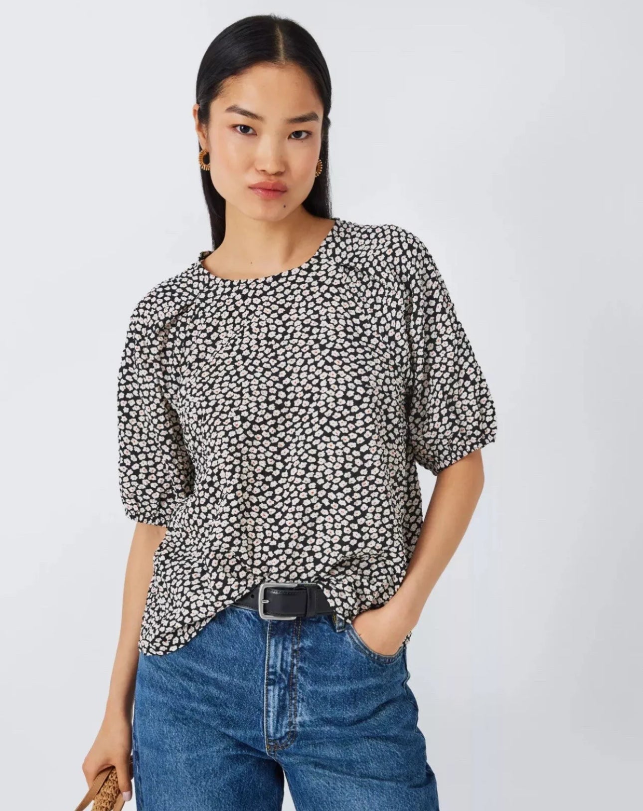 John Lewis Bloom Floral Puff Sleeve Top Size 10 RRP £28