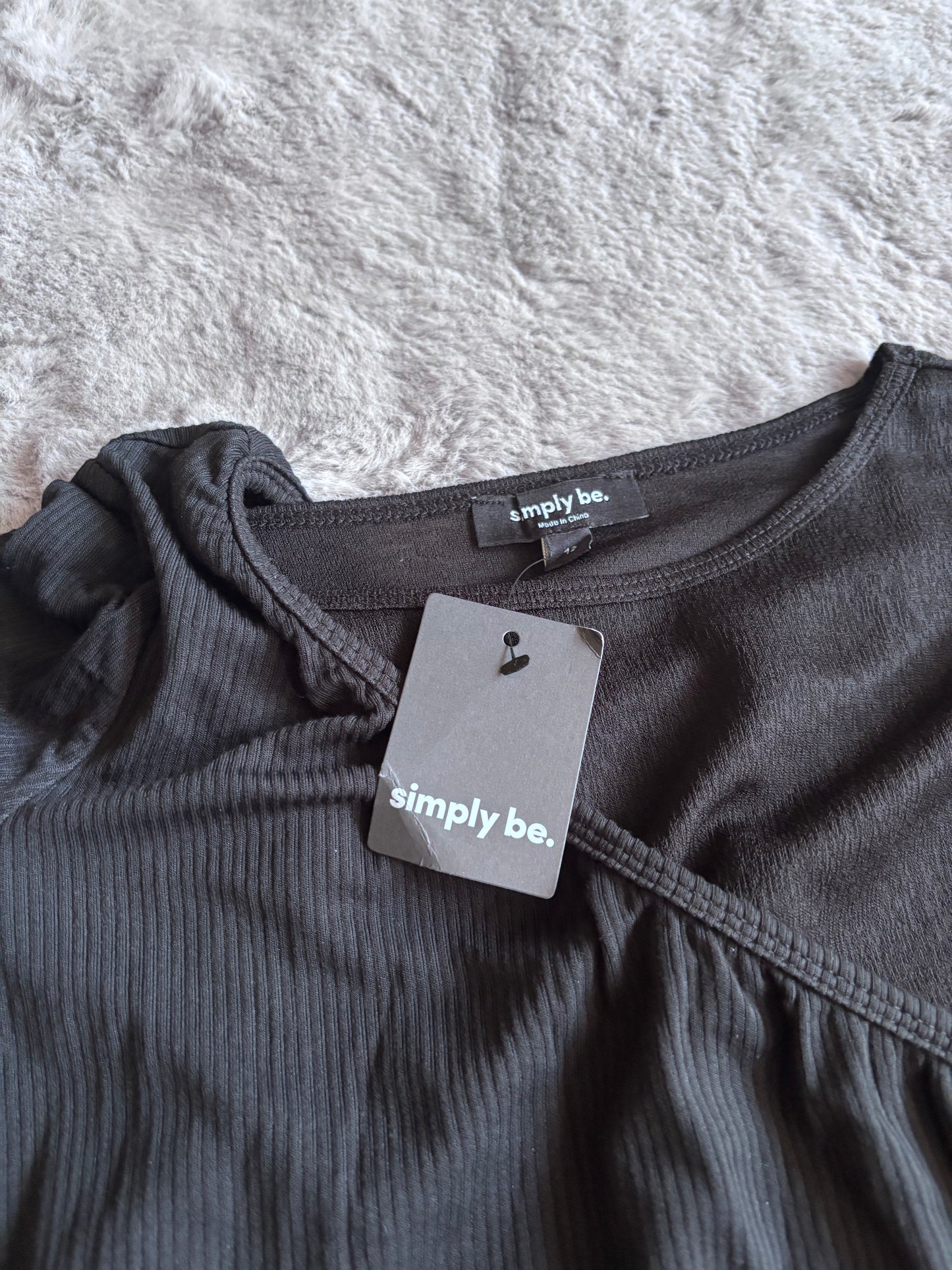 Black 2 in 1 Knit Look Mesh Top Size 12