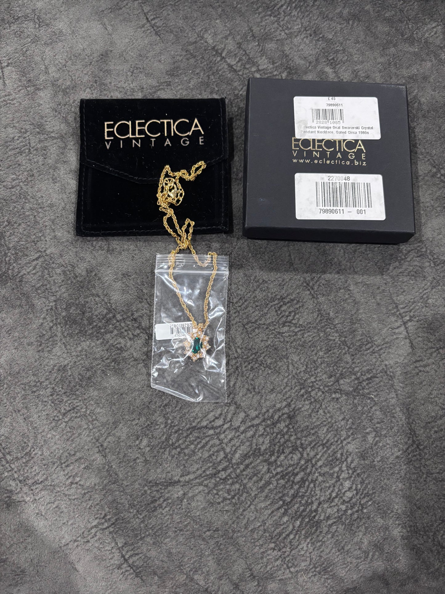 Eclectica Vintage Oval Swarovski Crystal Pendant Necklace, Dated Circa 1990s RRP £45