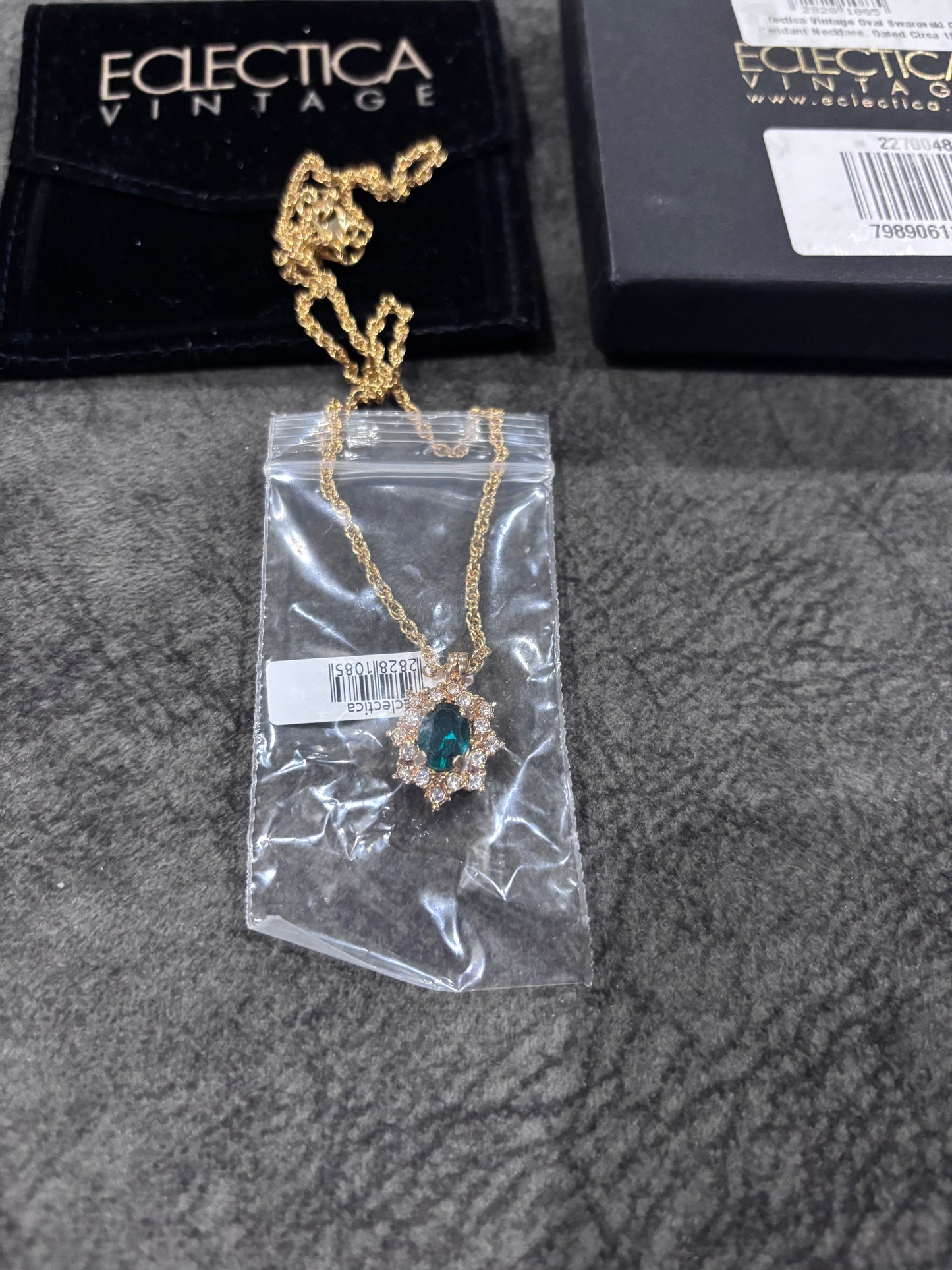 Eclectica Vintage Oval Swarovski Crystal Pendant Necklace, Dated Circa 1990s RRP £45