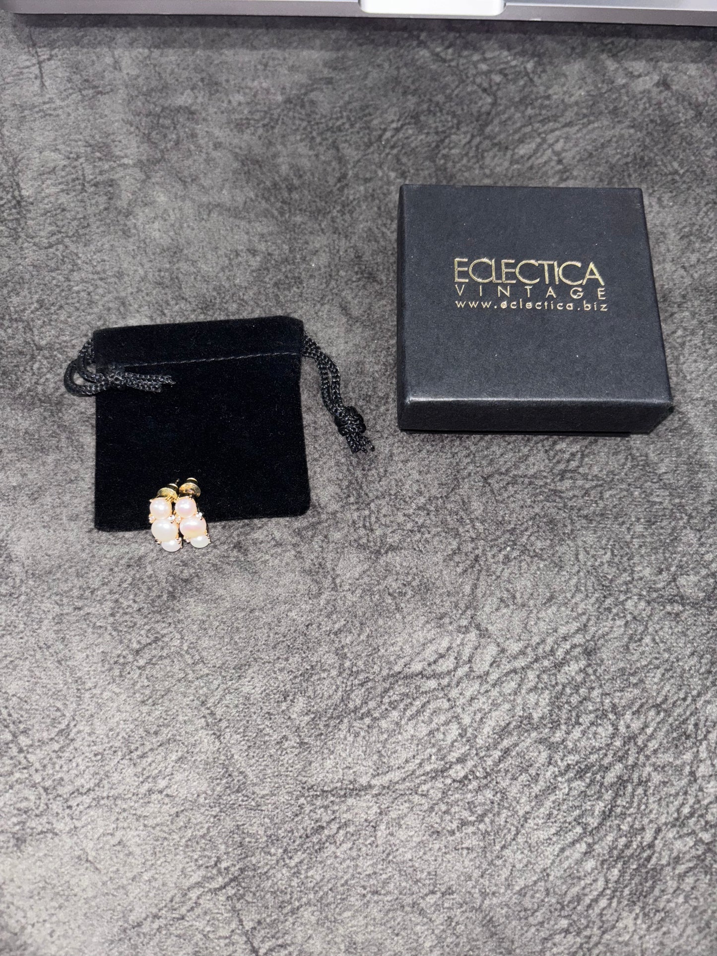 Eclectica Vintage Freshwater Pearl & Cubic Zirconia Stud Earrings, Dated Circa 1990s RRP £39