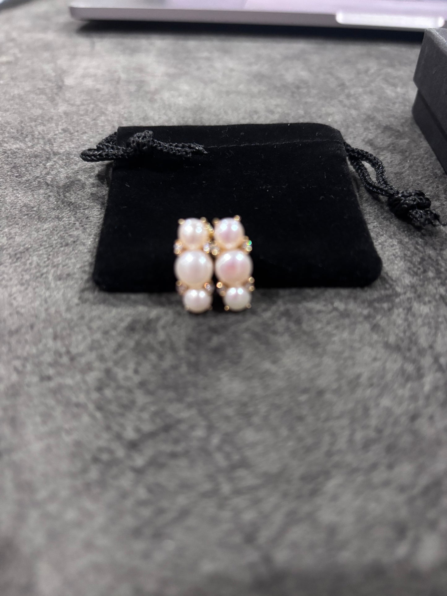 Eclectica Vintage Freshwater Pearl & Cubic Zirconia Stud Earrings, Dated Circa 1990s RRP £39
