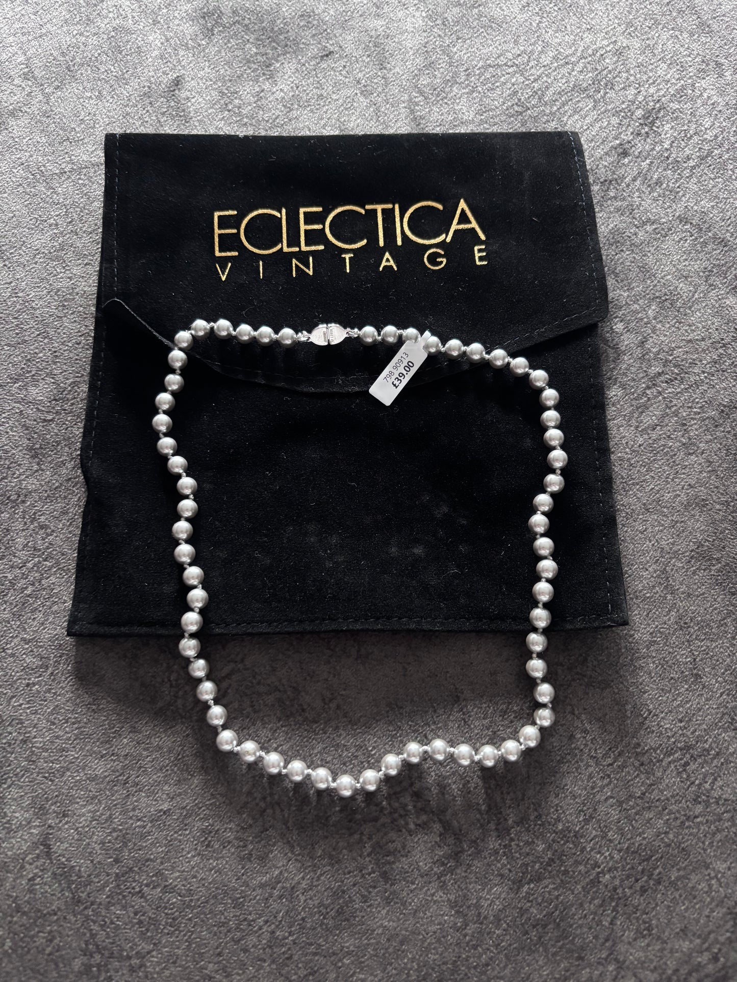 Eclectica Vintage Monet Single Row Faux Pearl Necklace, Dated Circa 1980s