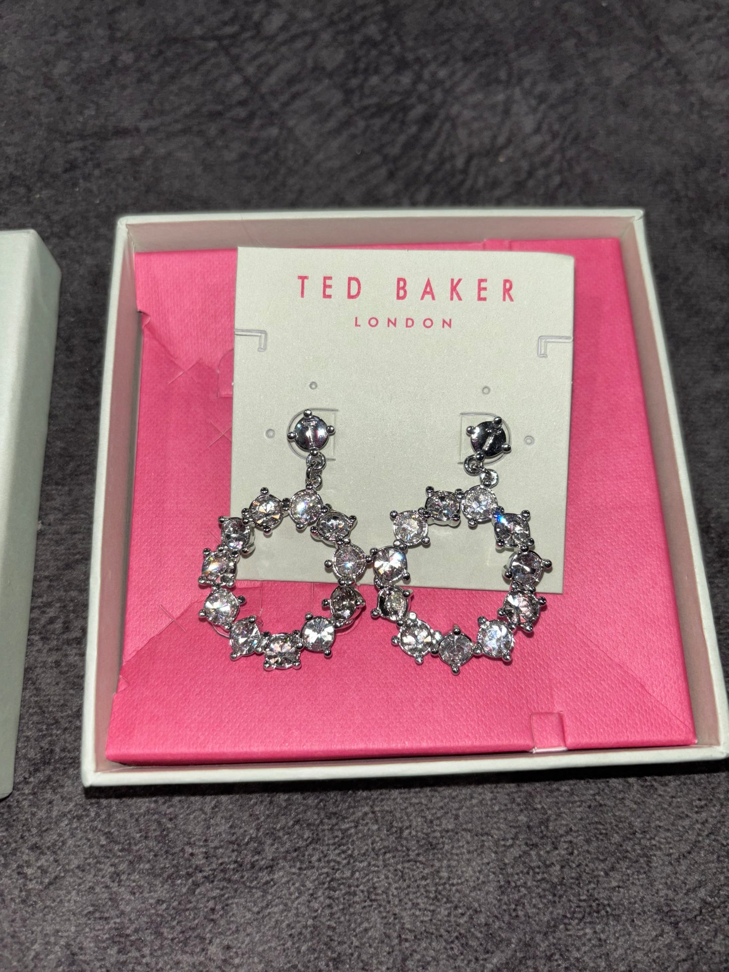 Ted Baker Crissty Large Crystal Hoop Drop Earring (Silver Tone/Clear Multi Crystal) RRP £45