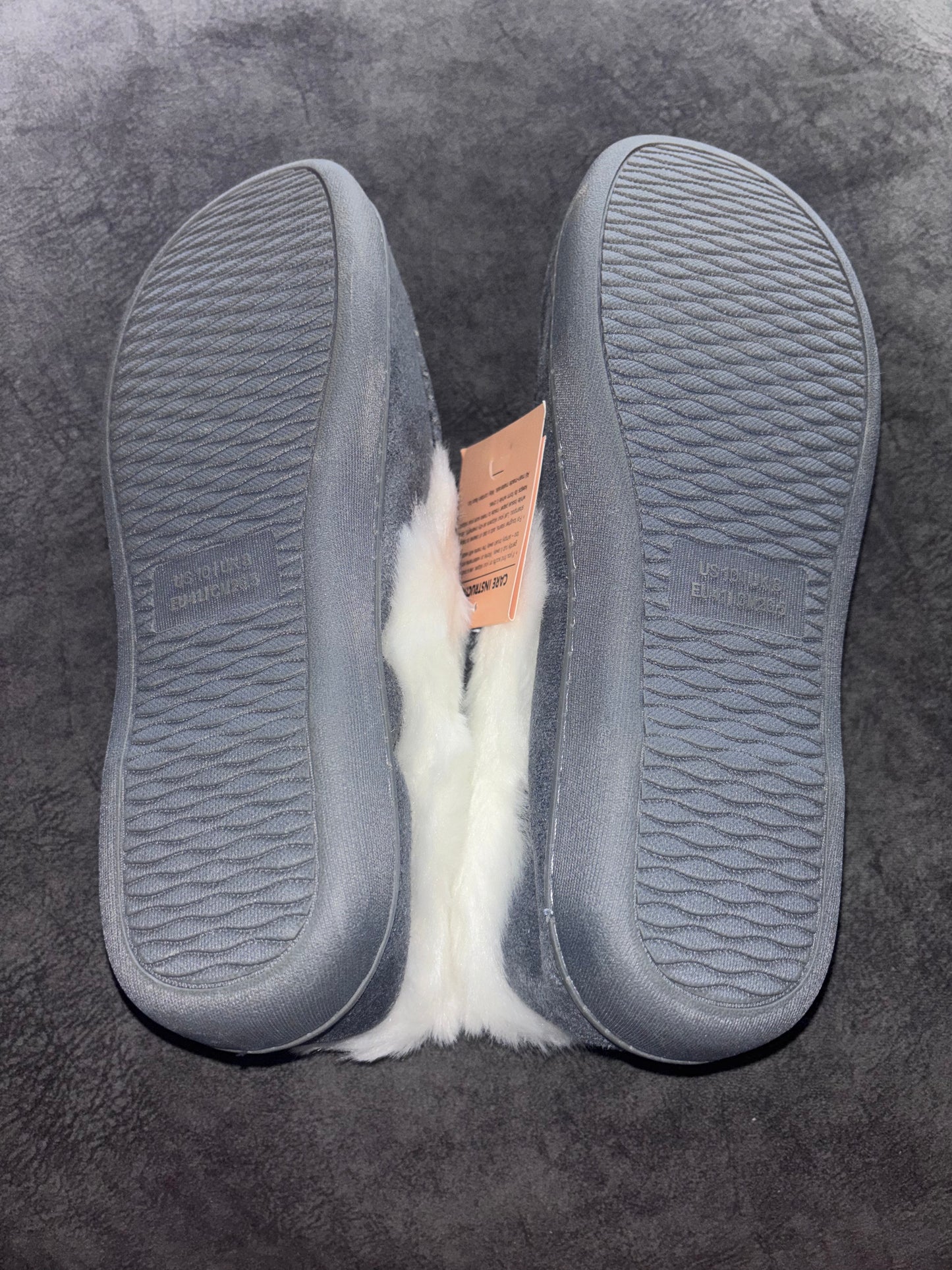 Faux Fur Lined Suede Memory Foam House Slippers Grey Size UK 8 EU 41