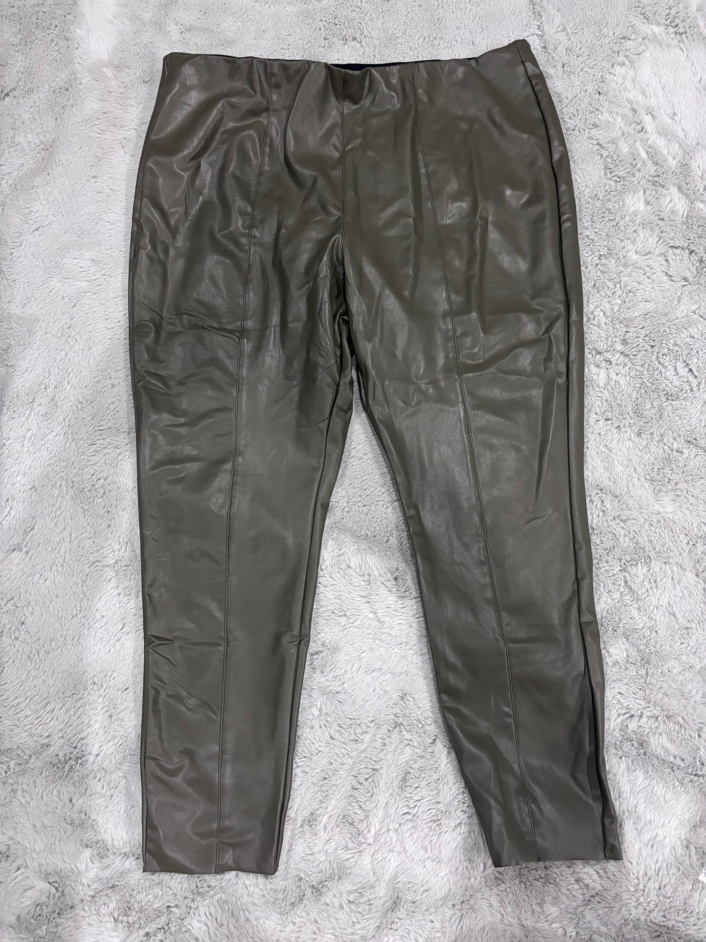 Khaki Seam Detail High Waist PU Leggings Size 26 BNWT RRP £27