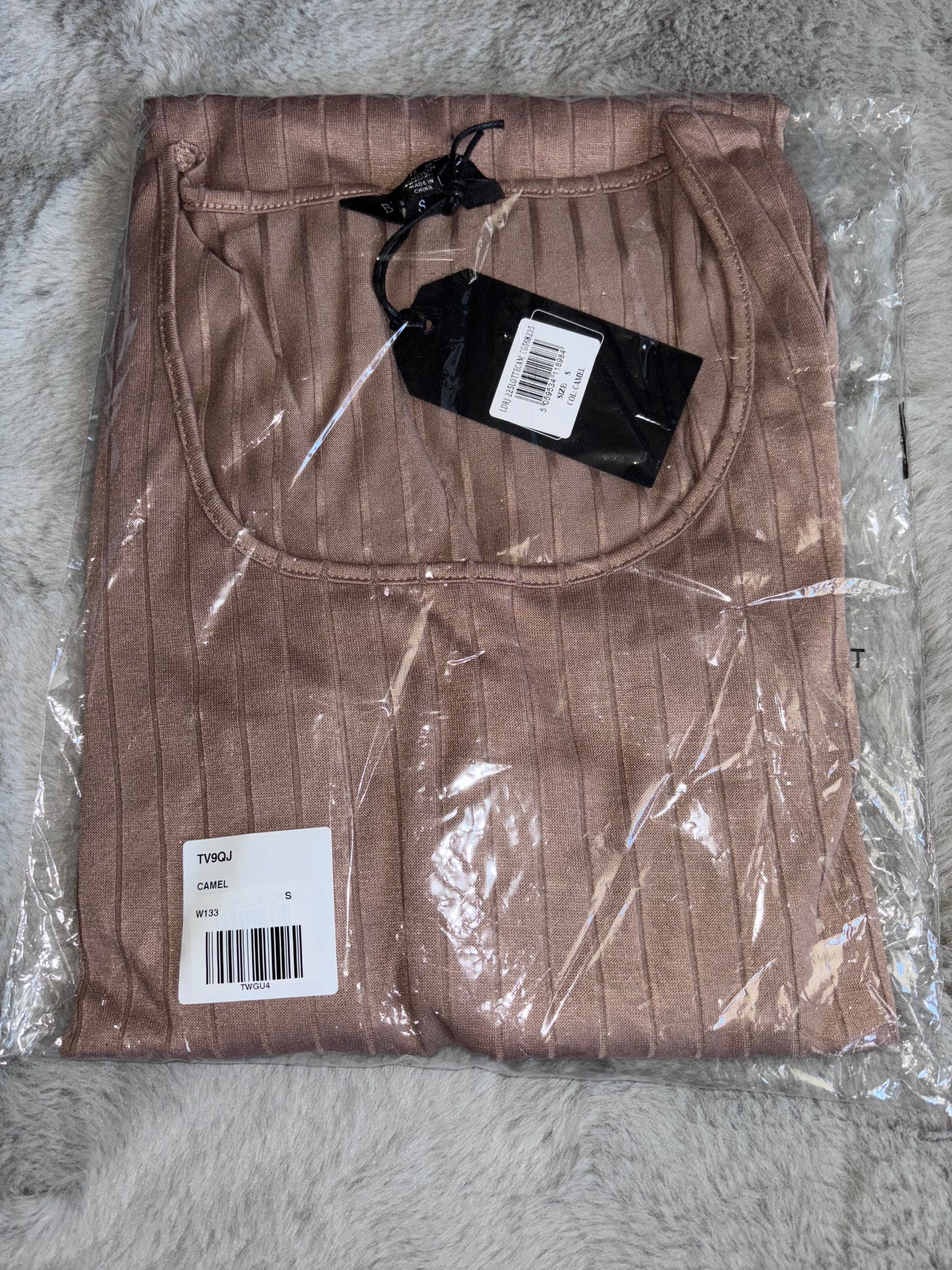Brave Soul Jersey Rib Long Sleeve Midi Dress Camel Size Small BNWT RRP £32