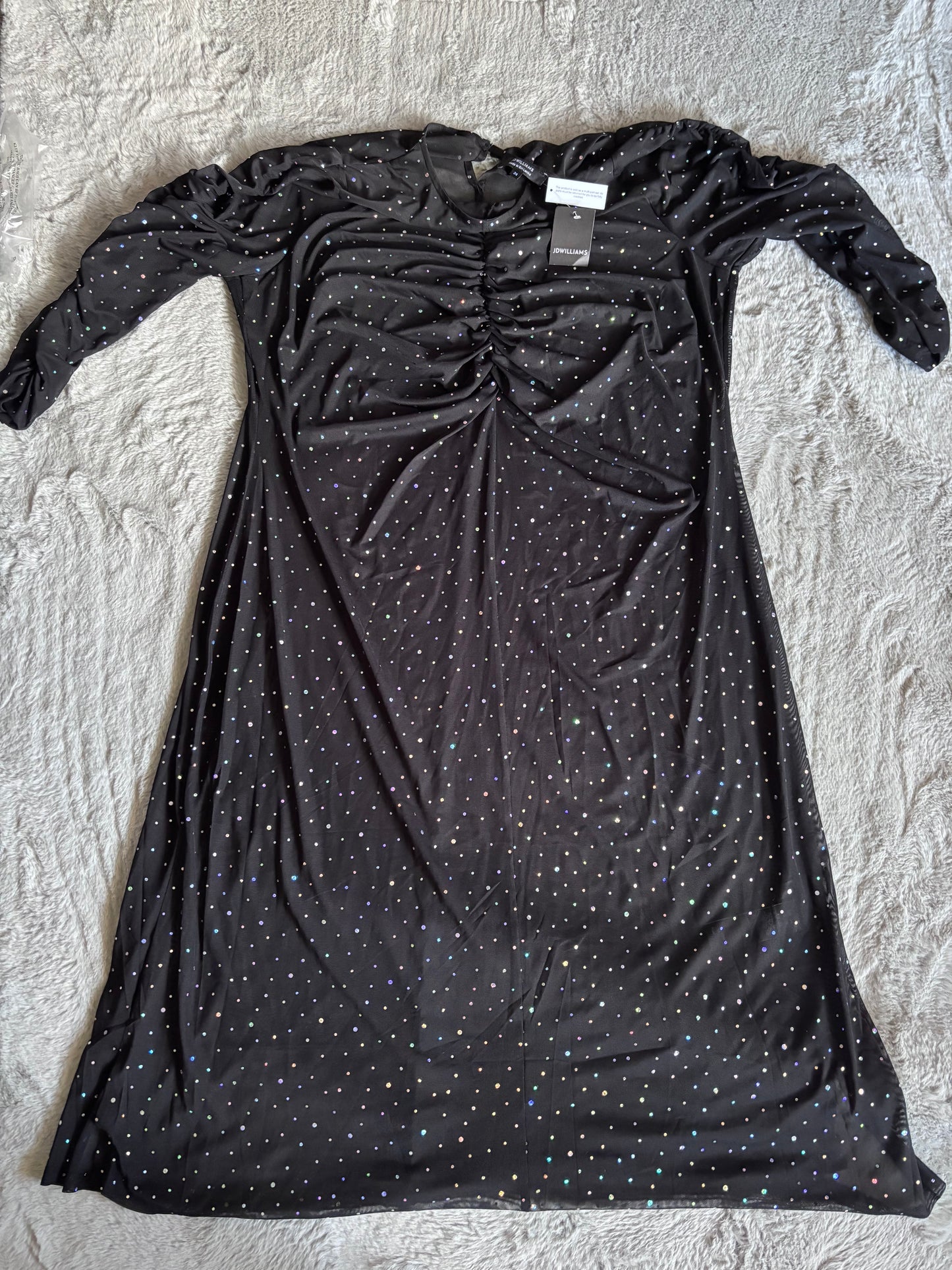 Sequin Mesh Ruched Midi Dress Size 24 RRP £42.00