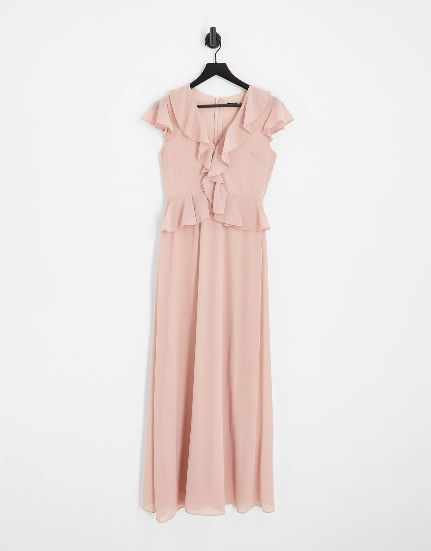 TFNC Flutter Sleeve Ruffle Detail Maxi Dress Mauve Size 12 Prom / Bridesmaid RRP £65