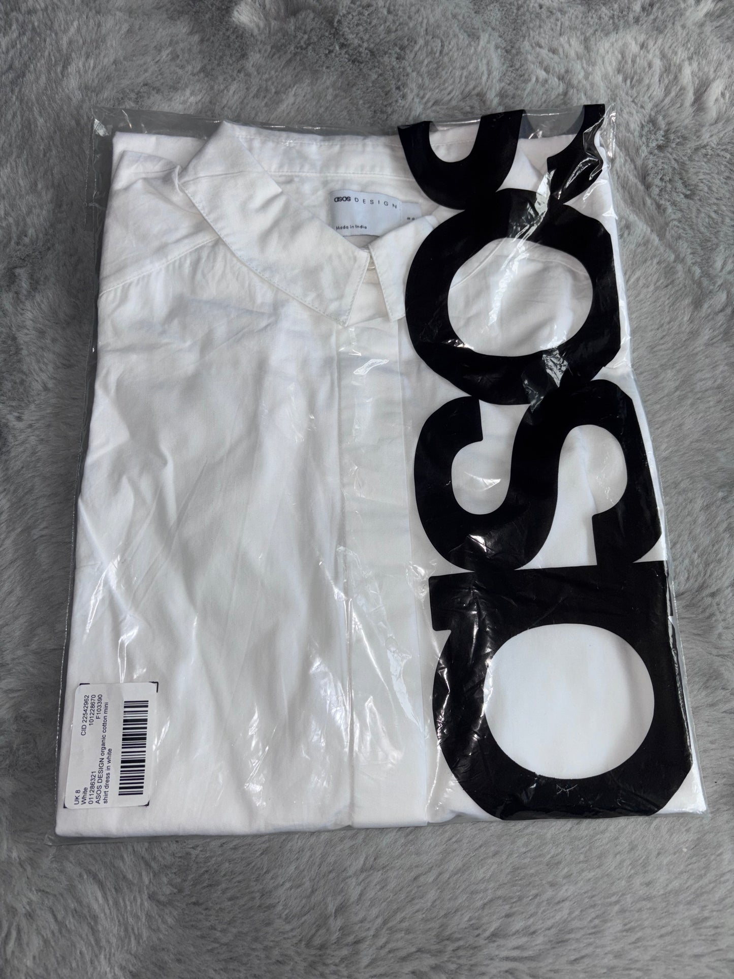 ASOS Design Organic Cotton Mini Shirt Dress Size 8 RRP £30