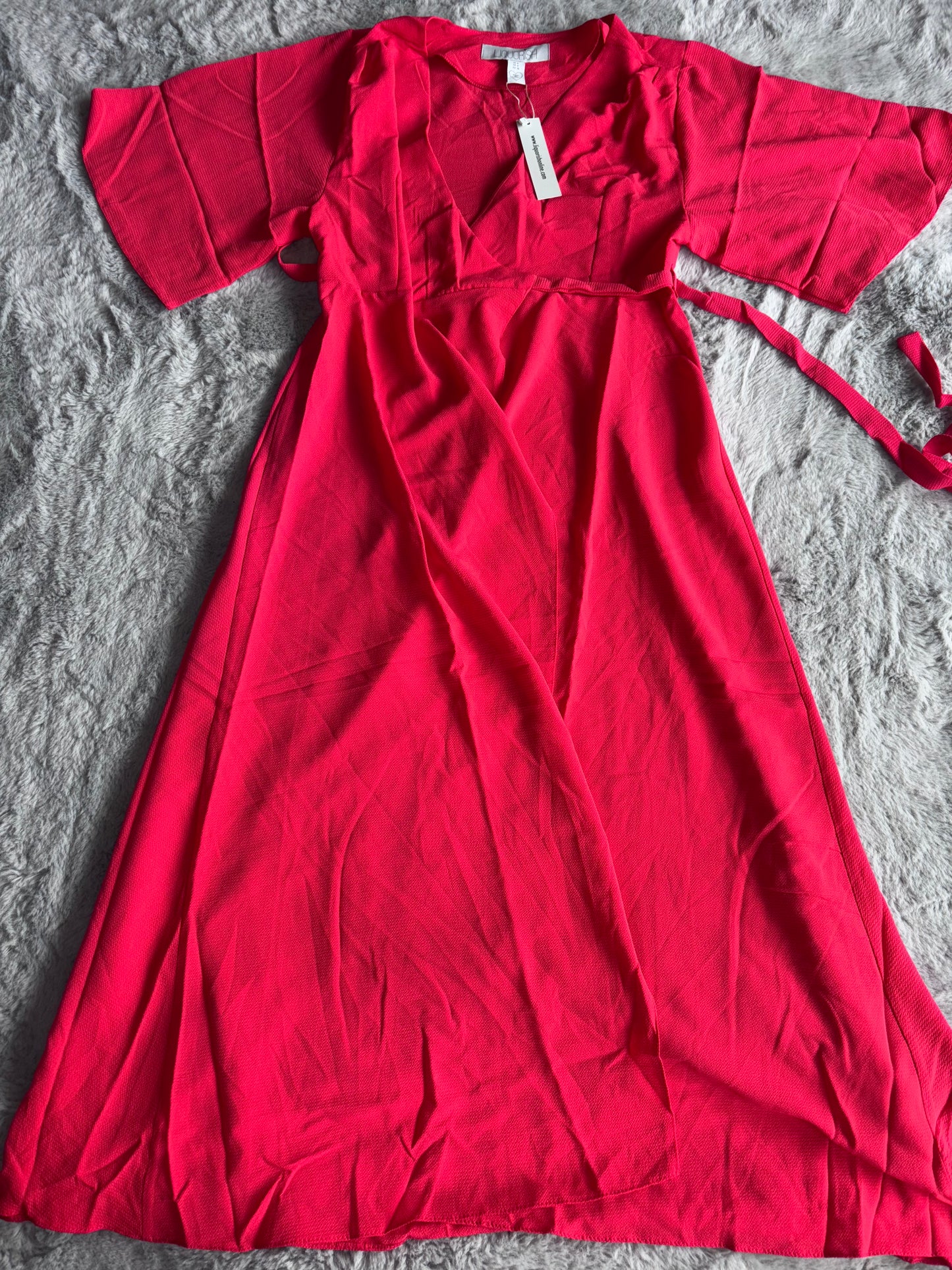Liquorish Kimono Sleeve Wrap Dress Red Size UK 8 RRP £38.50