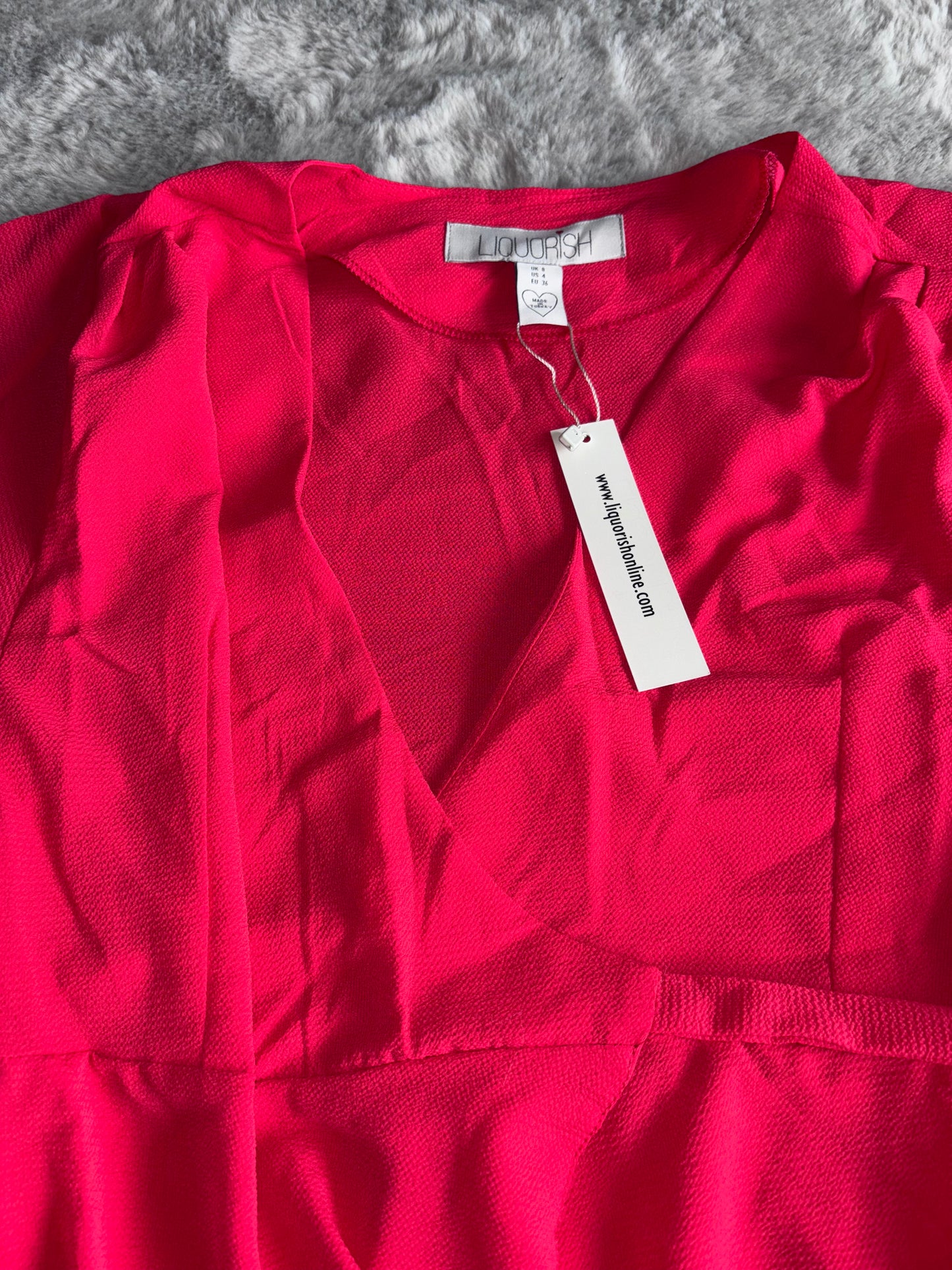 Liquorish Kimono Sleeve Wrap Dress Red Size UK 8 RRP £38.50