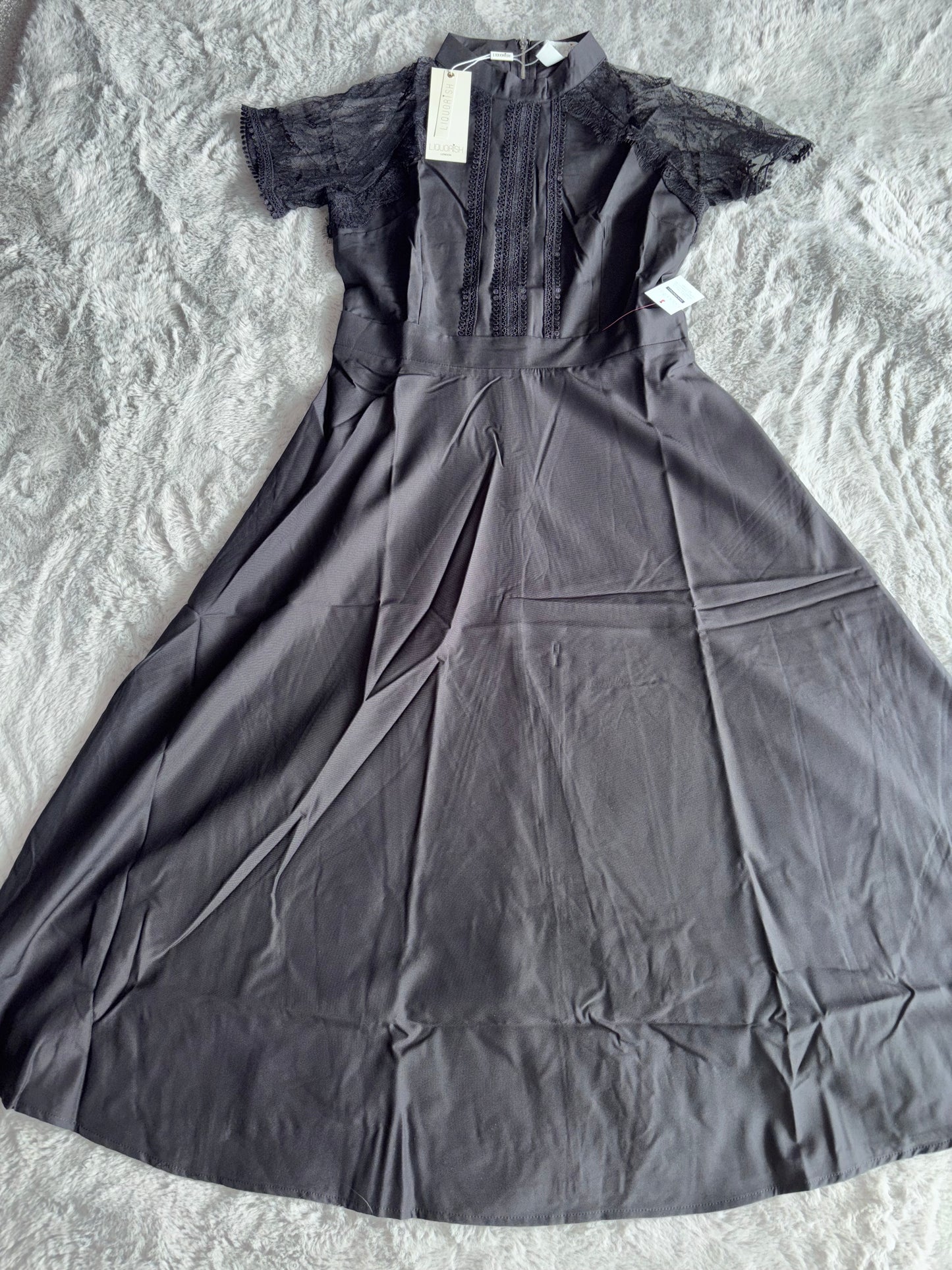 Liquorish A Line Lace Detail Midi Dress Size 10 RRP £32