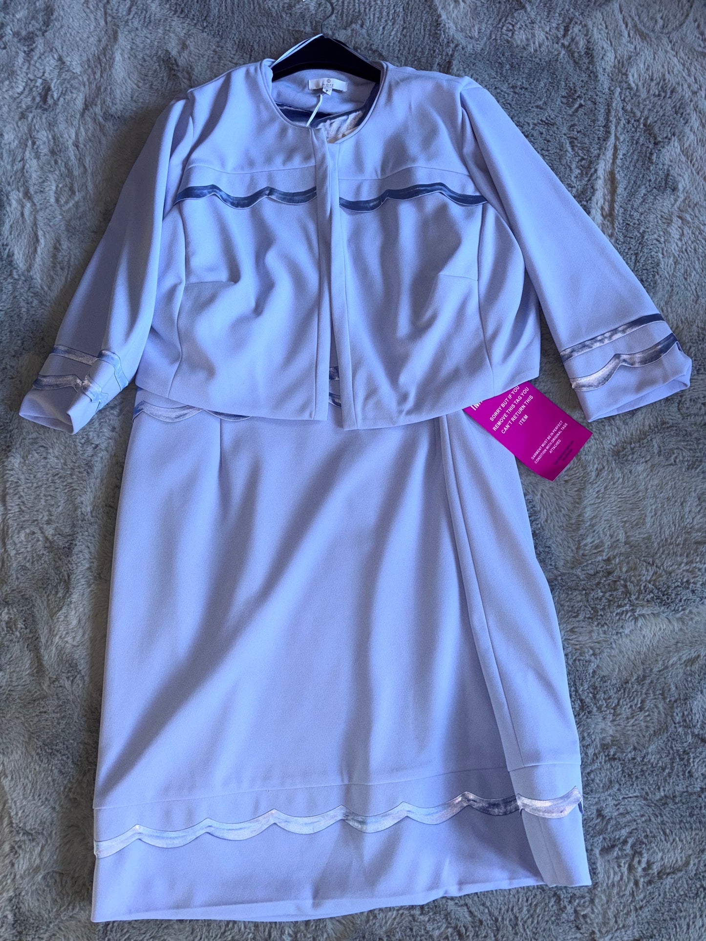 Joanna Hope Scallop Dress & Jacket Pale Blue Size 22 - Wedding / Mother of the Bride RRP £89.60