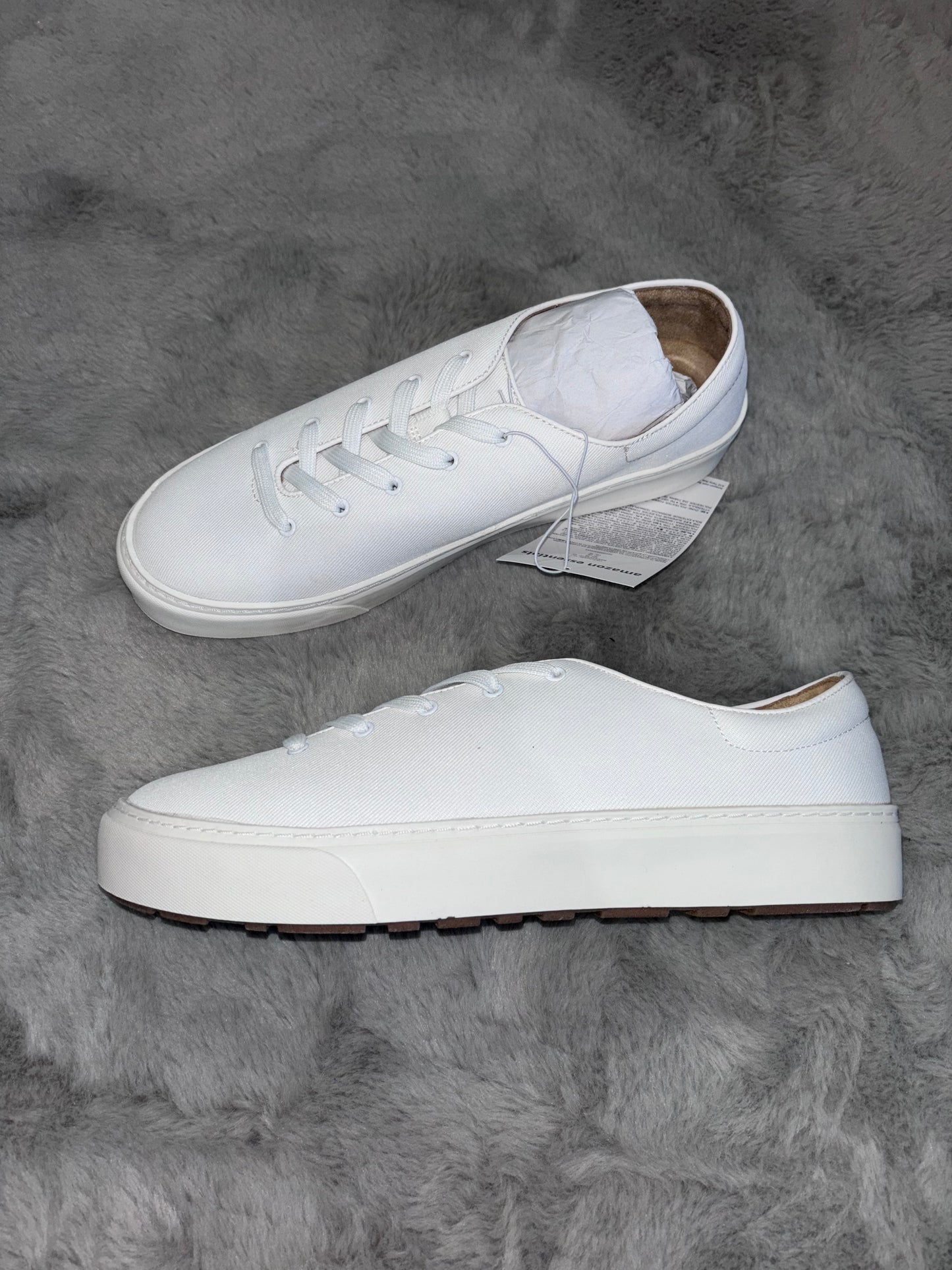 Amazon Essentials Comfortable Lace Up Trainers Optic White Size UK 3.5 RRP £23.80