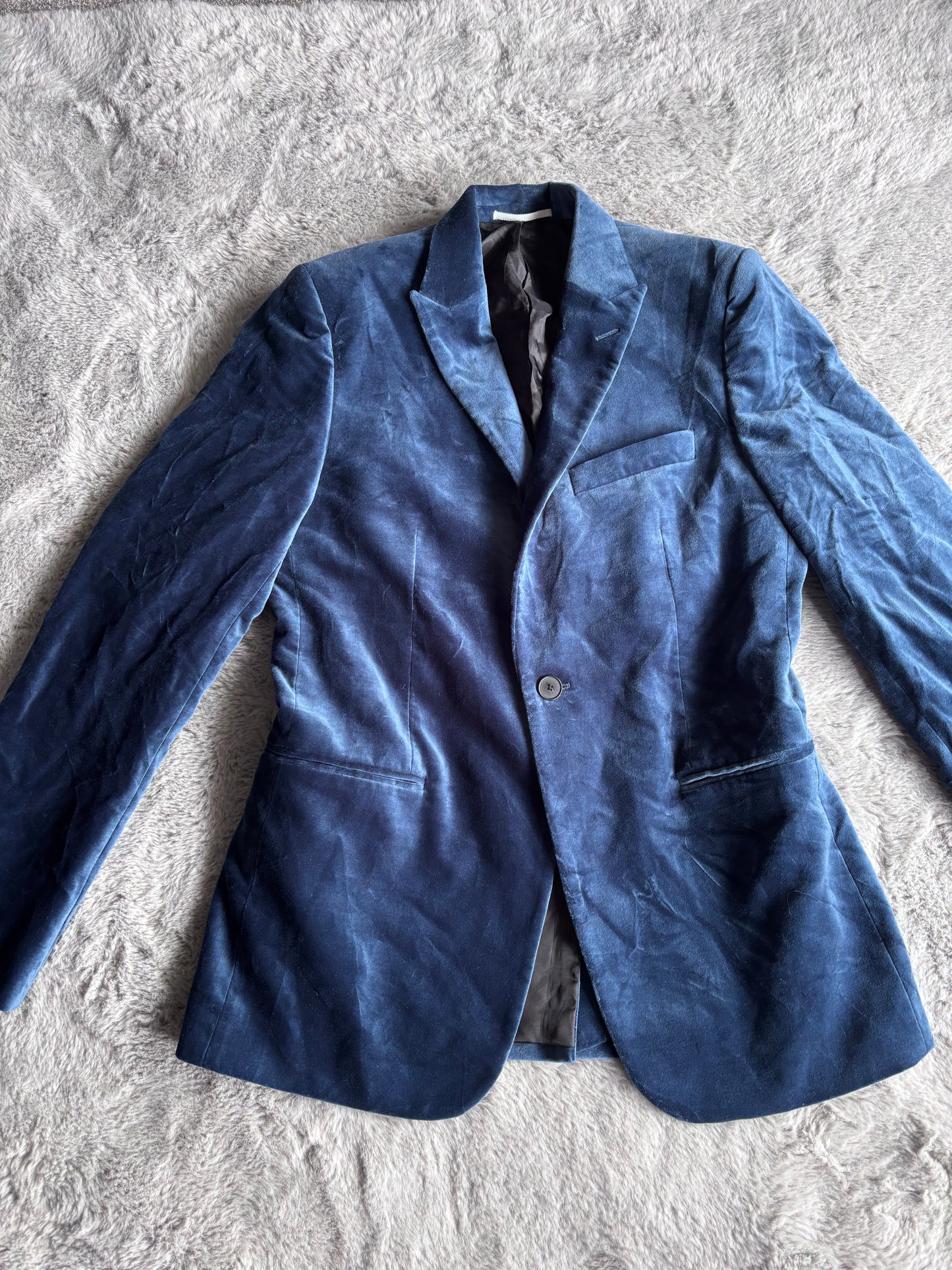John Lewis KIN Slim Fit Blue Suede Blazer Size 38R RRP £89