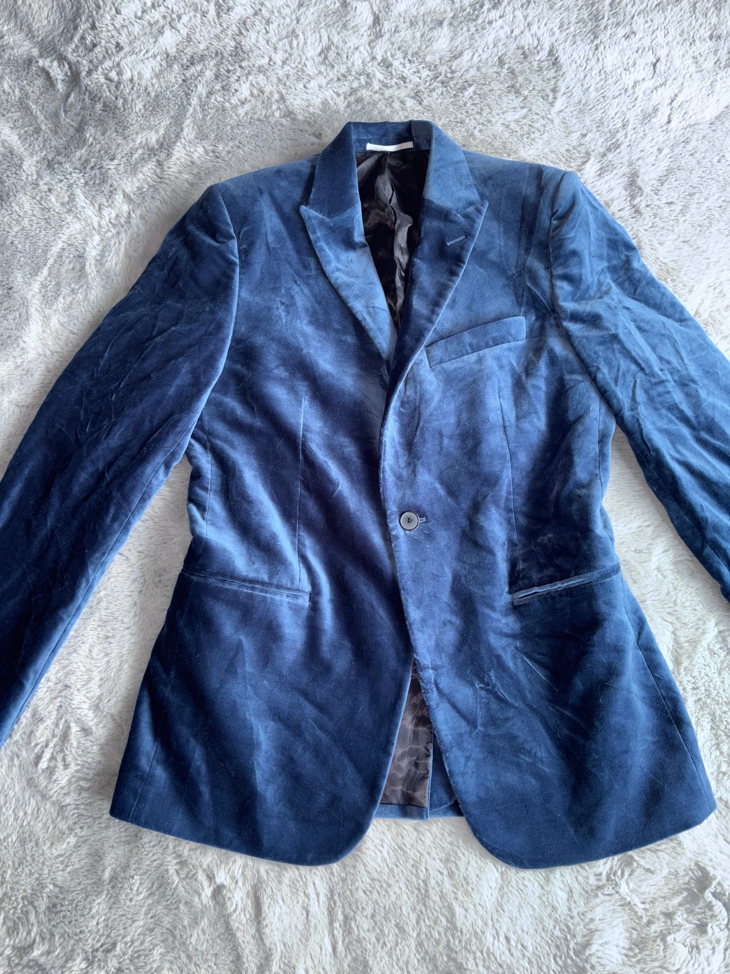 John Lewis KIN Slim Fit Blue Suede Blazer Size 38R RRP £89
