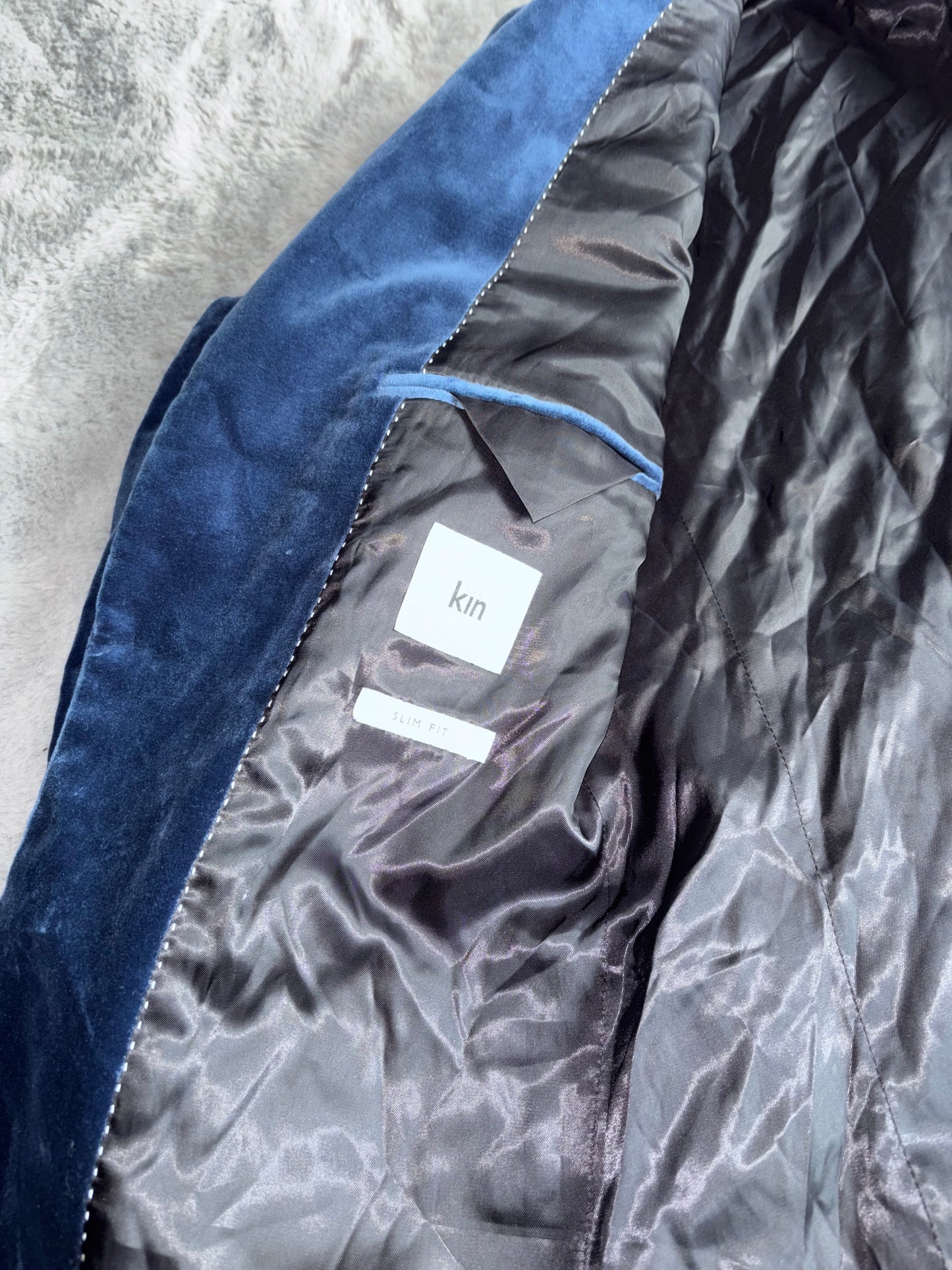 John Lewis KIN Slim Fit Blue Suede Blazer Size 38R RRP £89