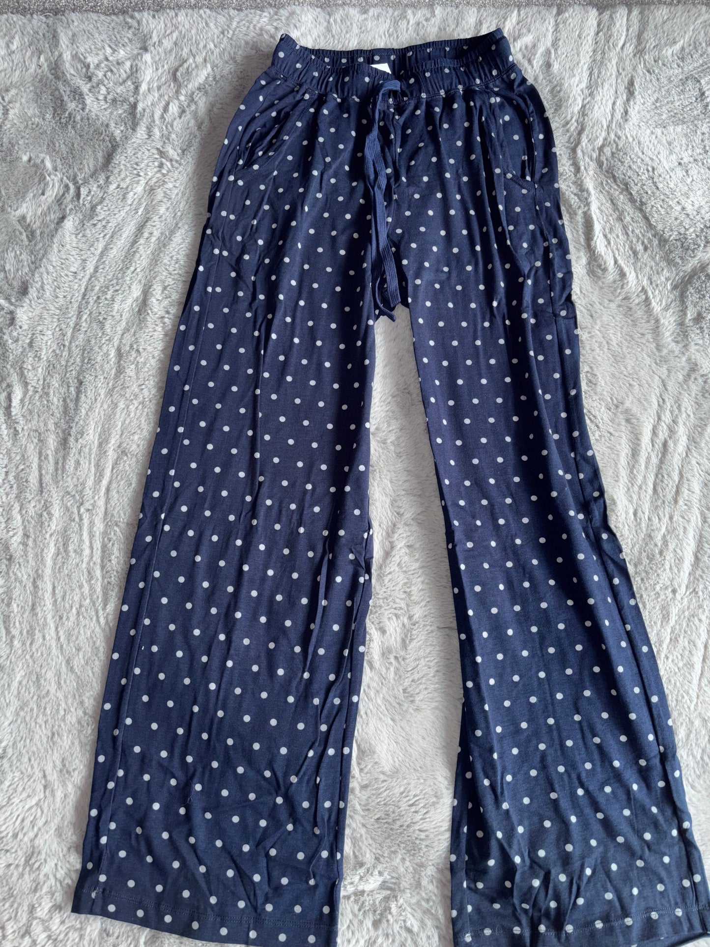 Brand New Navy Gray Dot Pyjamas / Lounge Wear Pants Size Small RRP £24.99