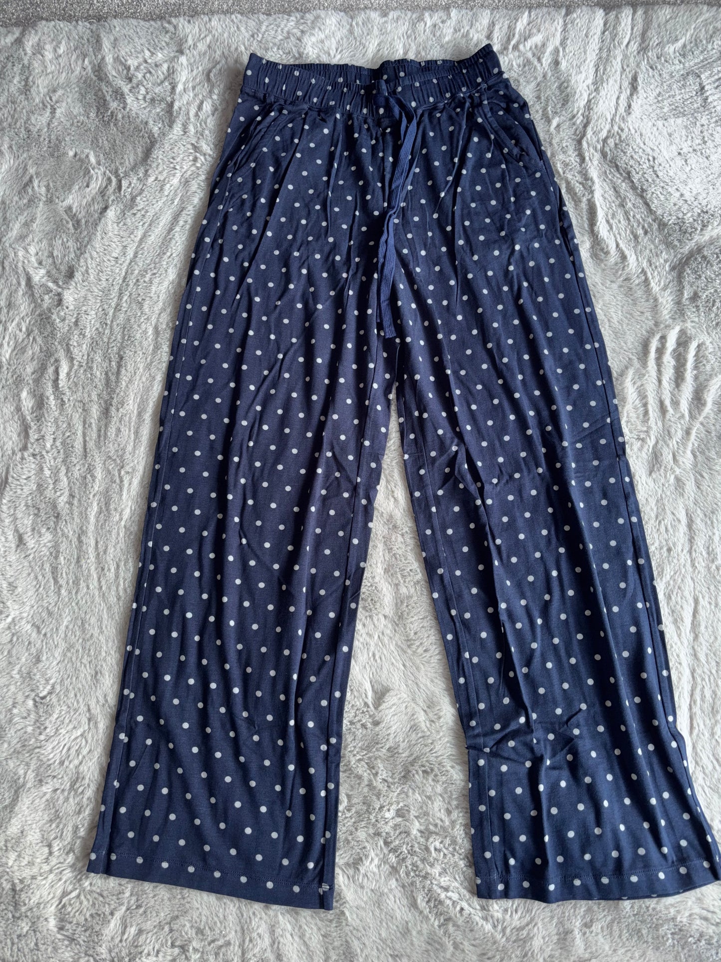 Brand New Navy Gray Dot Pyjamas / Lounge Wear Pants Size Medium RRP £24.99
