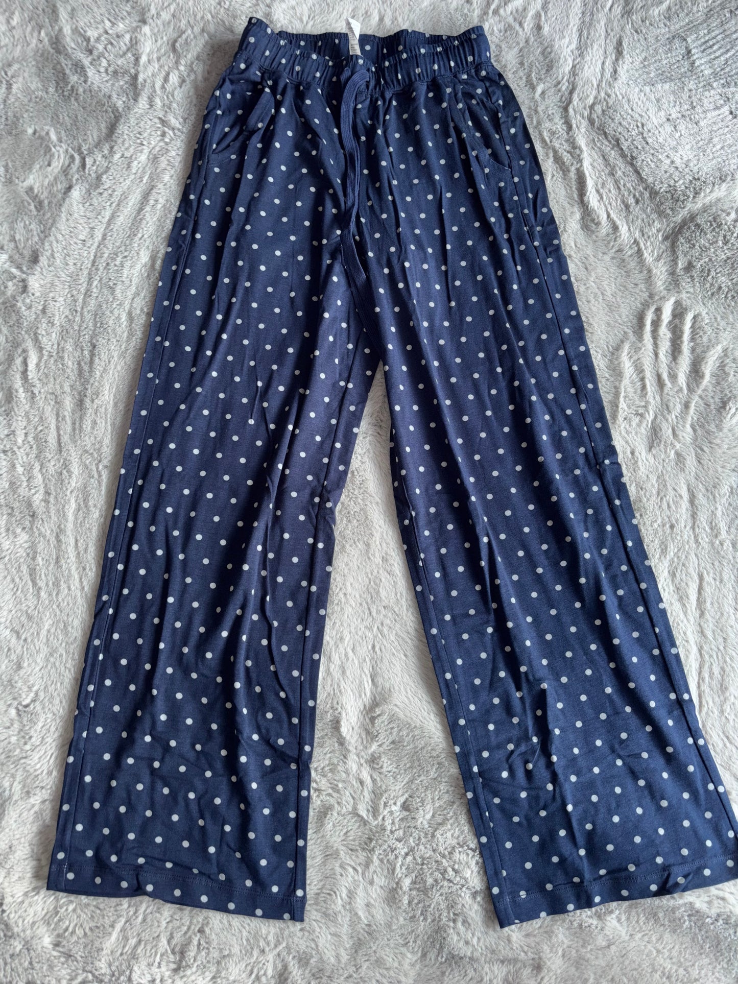 Brand New Navy Gray Dot Pyjamas / Lounge Wear Pants Size XS RRP £24.99