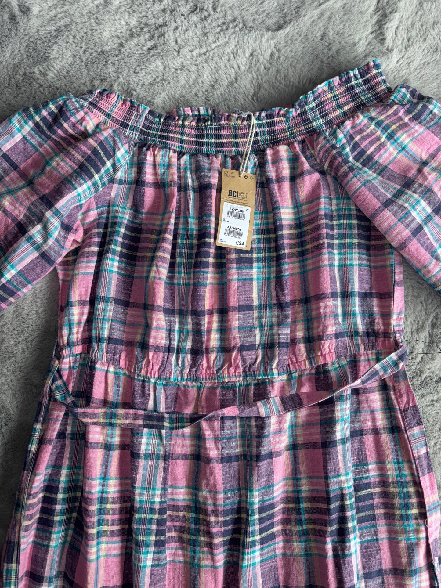 BNWT Next Checked Summer Dress Size 18 RRP £34