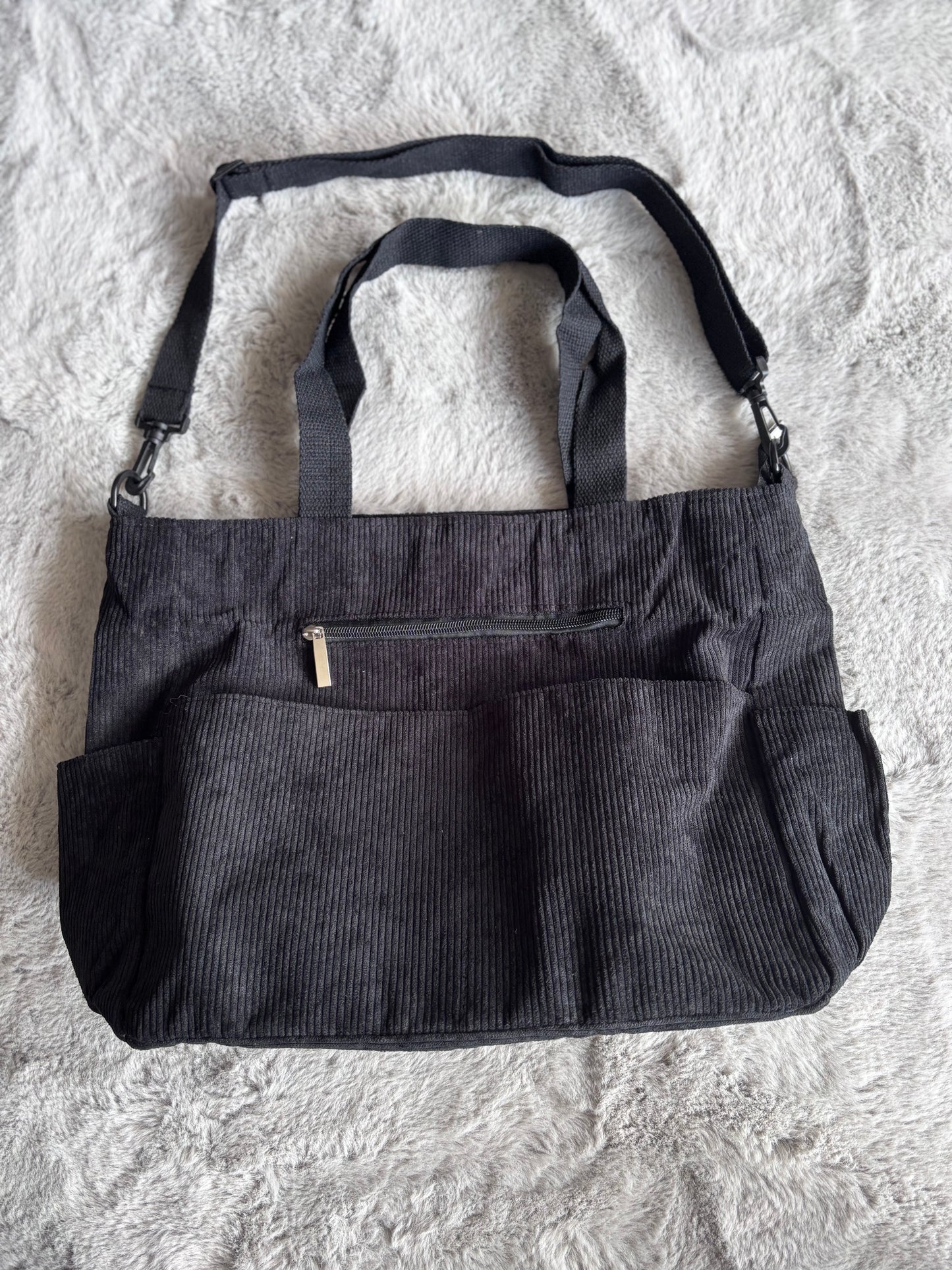Amazon Black Corduroy Tote Bag for Work, Travel, School, College RRP £22.99