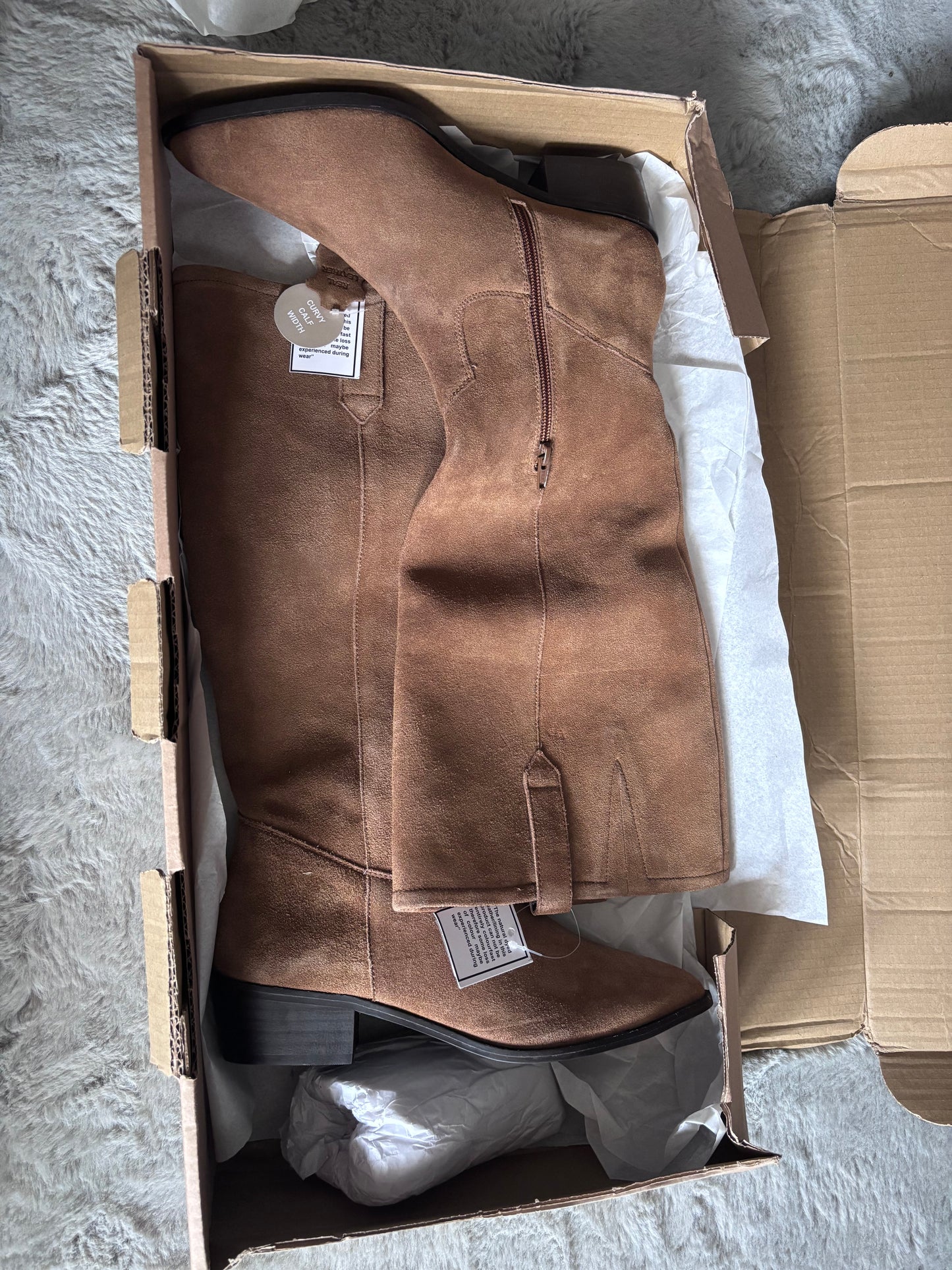 Zena Western Cowboy Suede Over The Knee Boots Wide E Fit Super Curvy Calf Size UK 5 RRP £95