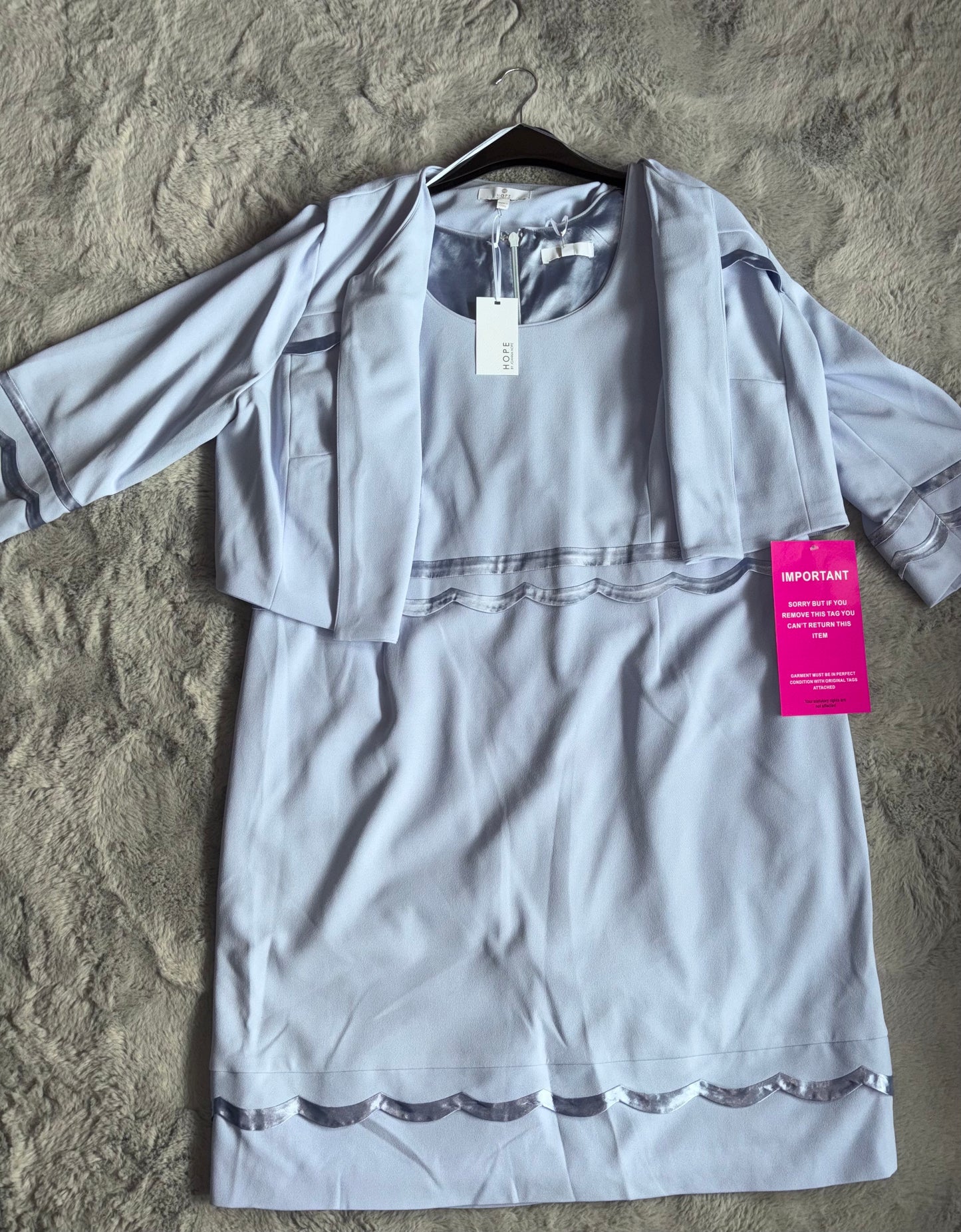 Joanna Hope Scallop Dress & Jacket Pale Blue Size 24 - Wedding / Mother of the Bride RRP £89.60