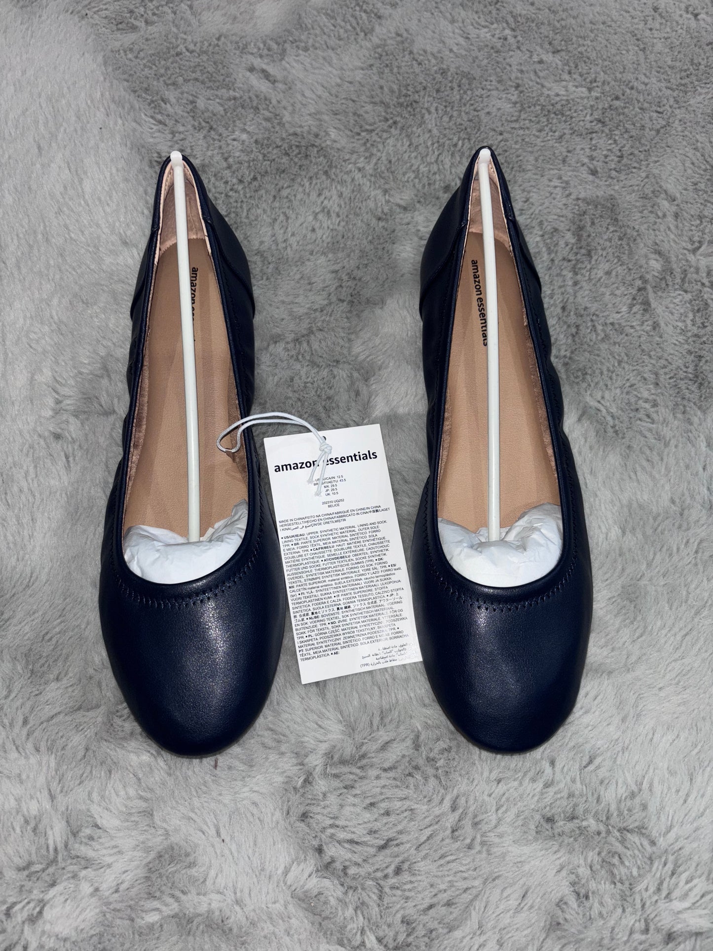 Amazon Essentials Women's Belice Ballet Flat Navy Size UK 10.5 Wide RRP £20.90