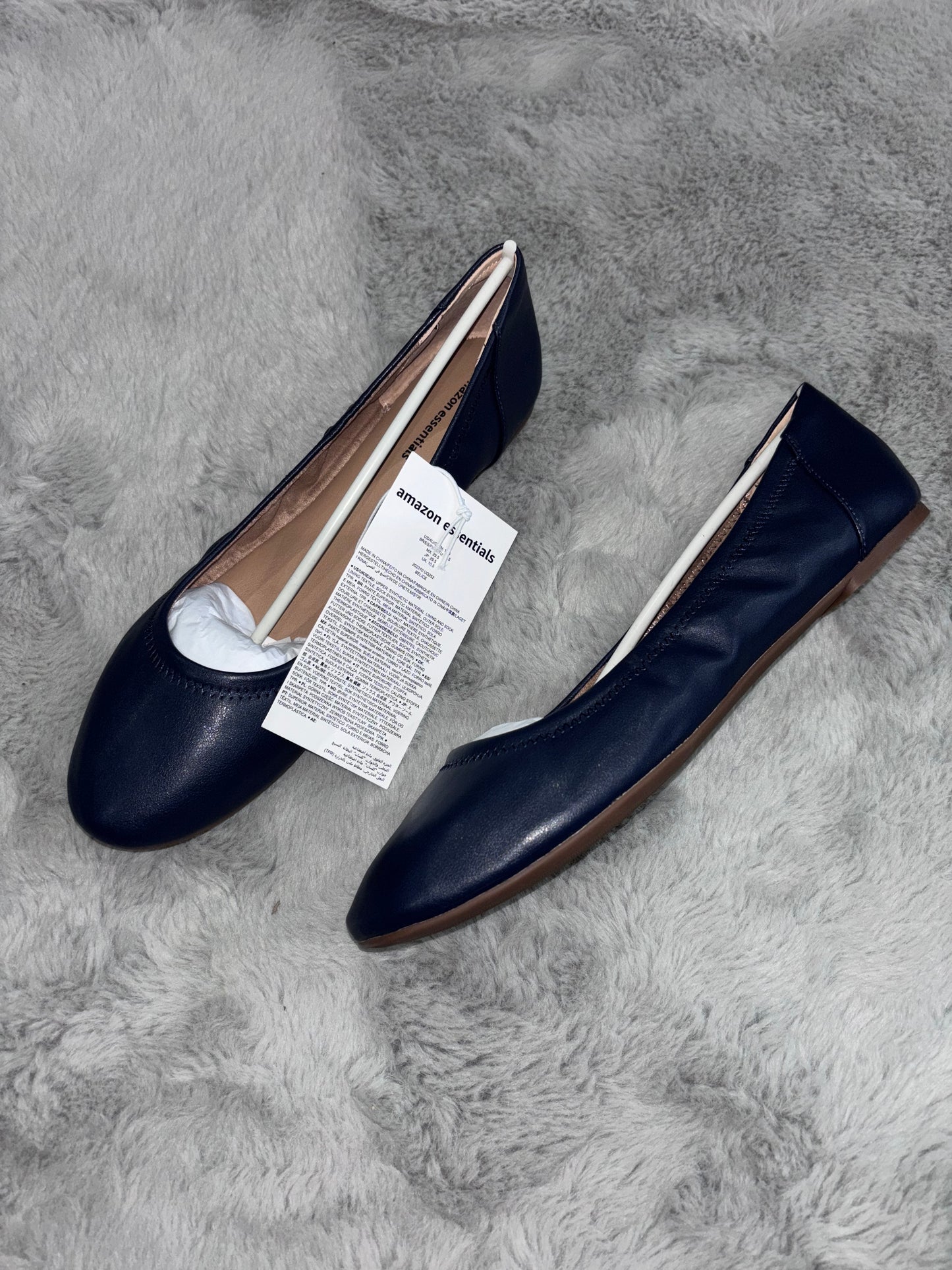 Amazon Essentials Women's Belice Ballet Flat Navy Size UK 10.5 Wide RRP £20.90