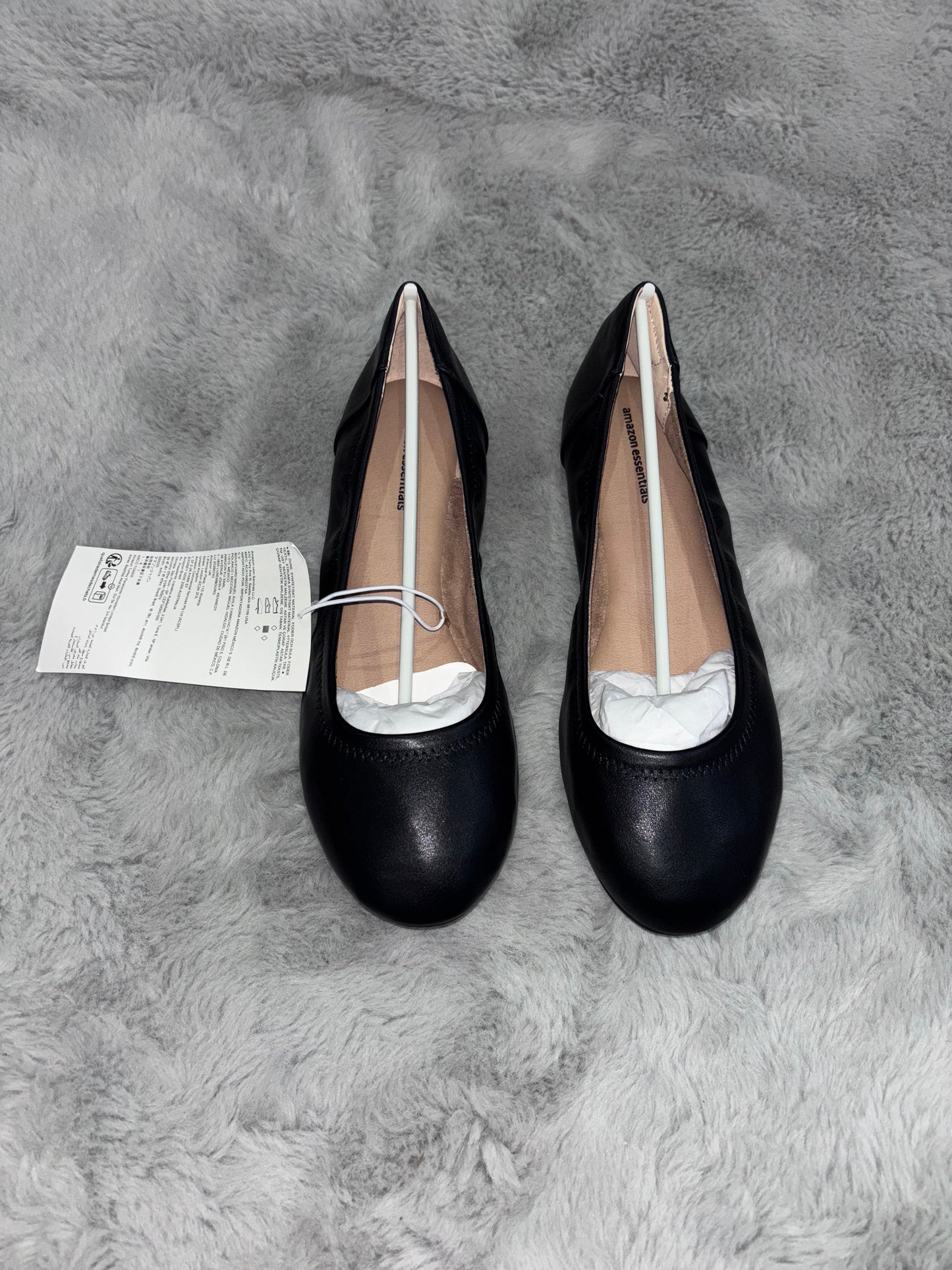 Amazon Essentials Women's Belice Ballet Flat Black Size UK 10 Wide RRP £20.90