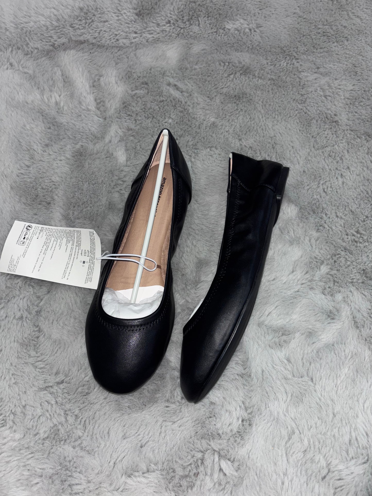 Amazon Essentials Women's Belice Ballet Flat Black Size UK 10 Wide RRP £20.90
