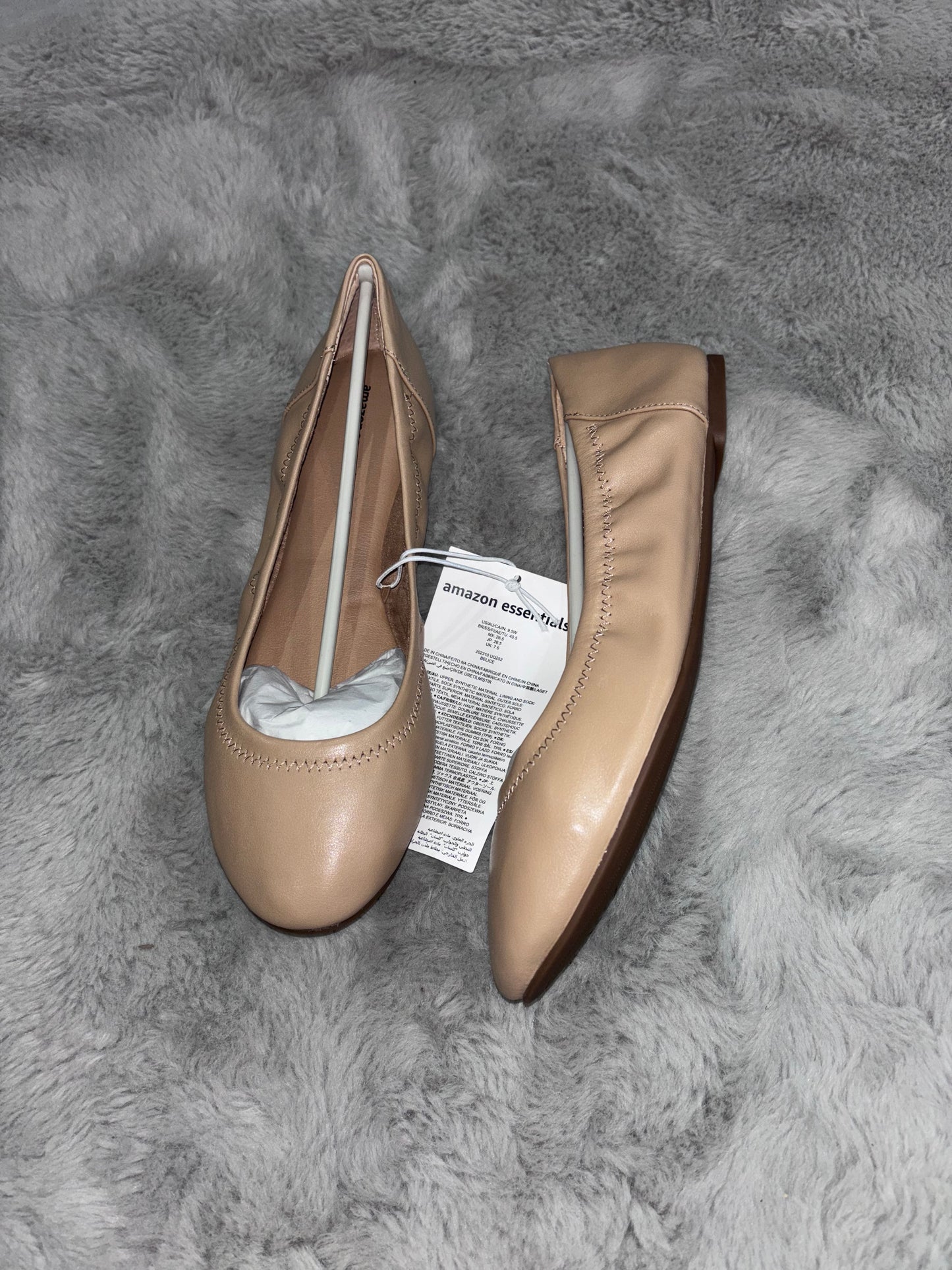 Amazon Essentials Women's Belice Ballet Flat Beige Size UK 7.5 Wide RRP £20.90