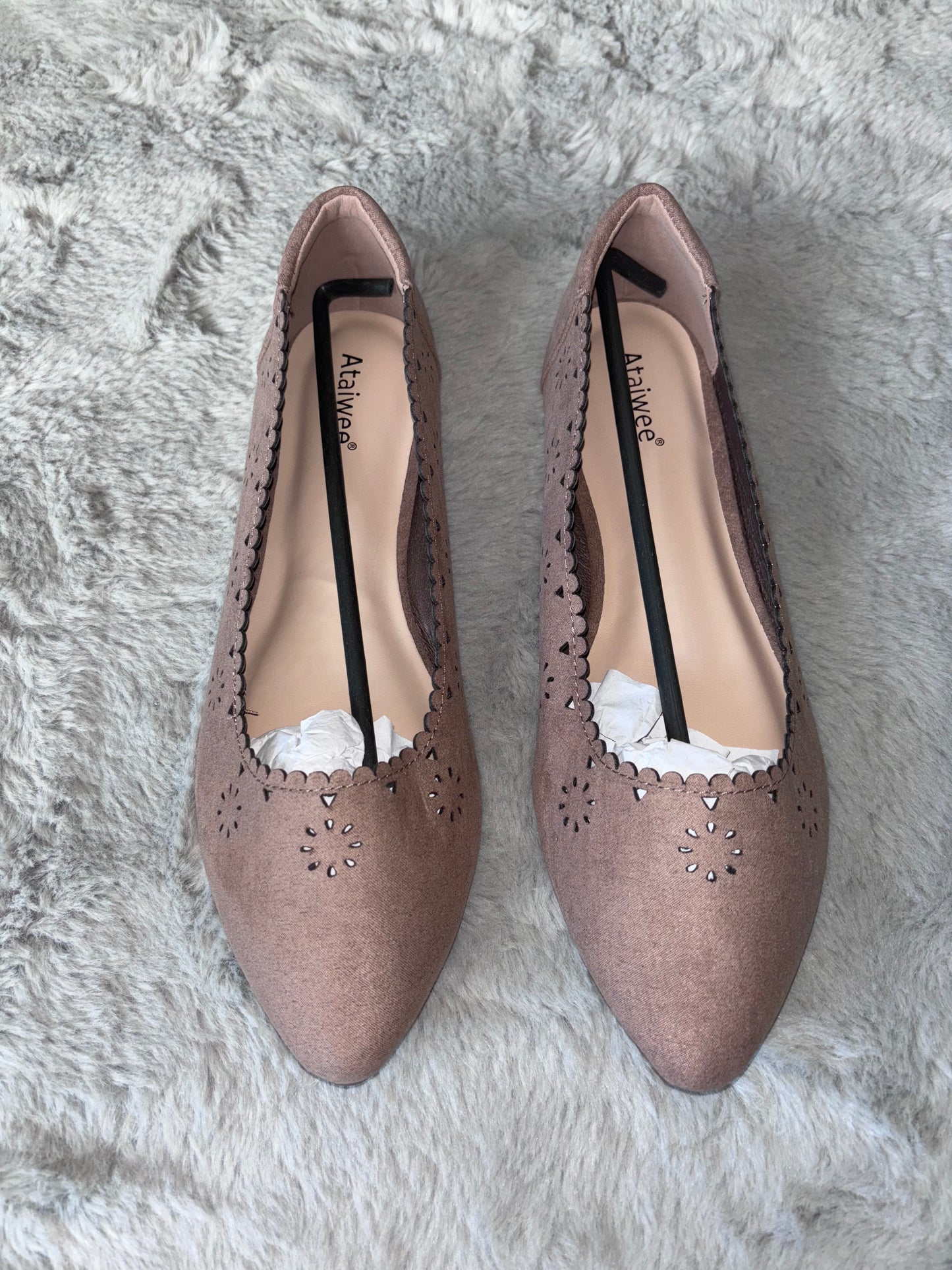 Amazon Wide Flat Pointed Comfortable Slip on Shoes Brown Size UK 7.5 RRP £24.49